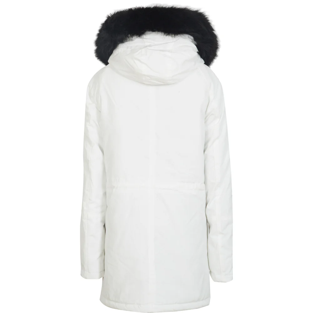 Parka bandes fourrure blanc noir - Image 7