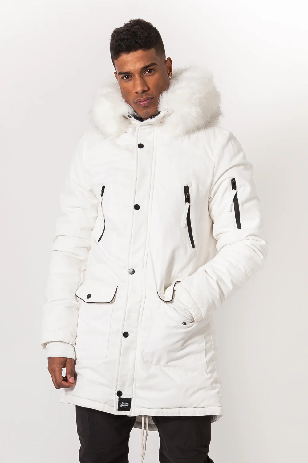 Parka capuche large fourrure blanc - Image 2