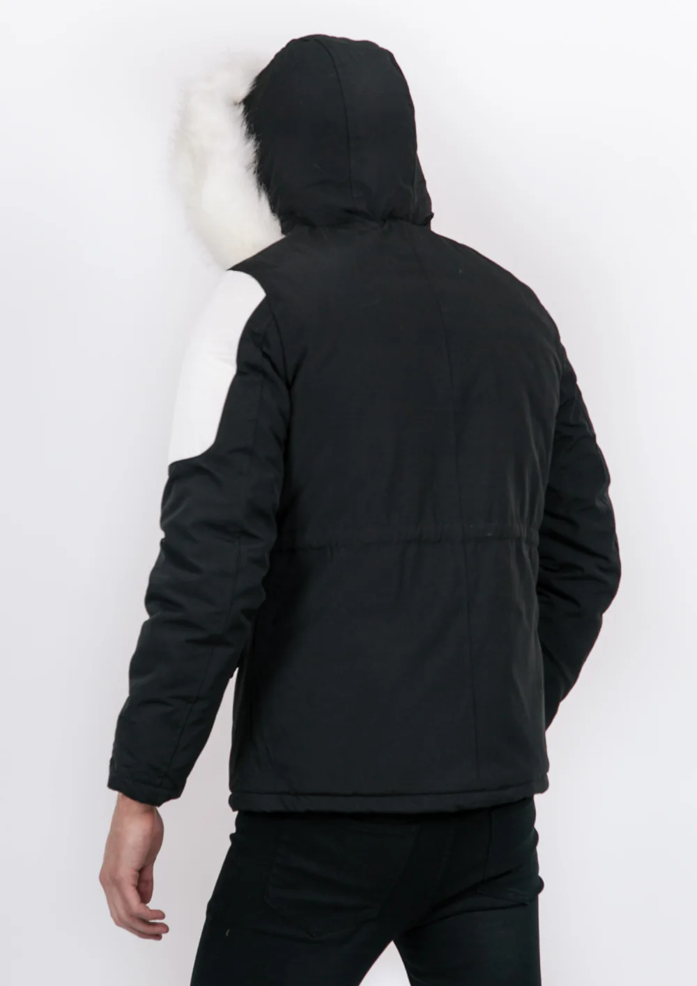 Parka courte biker noir blanc - Image 4