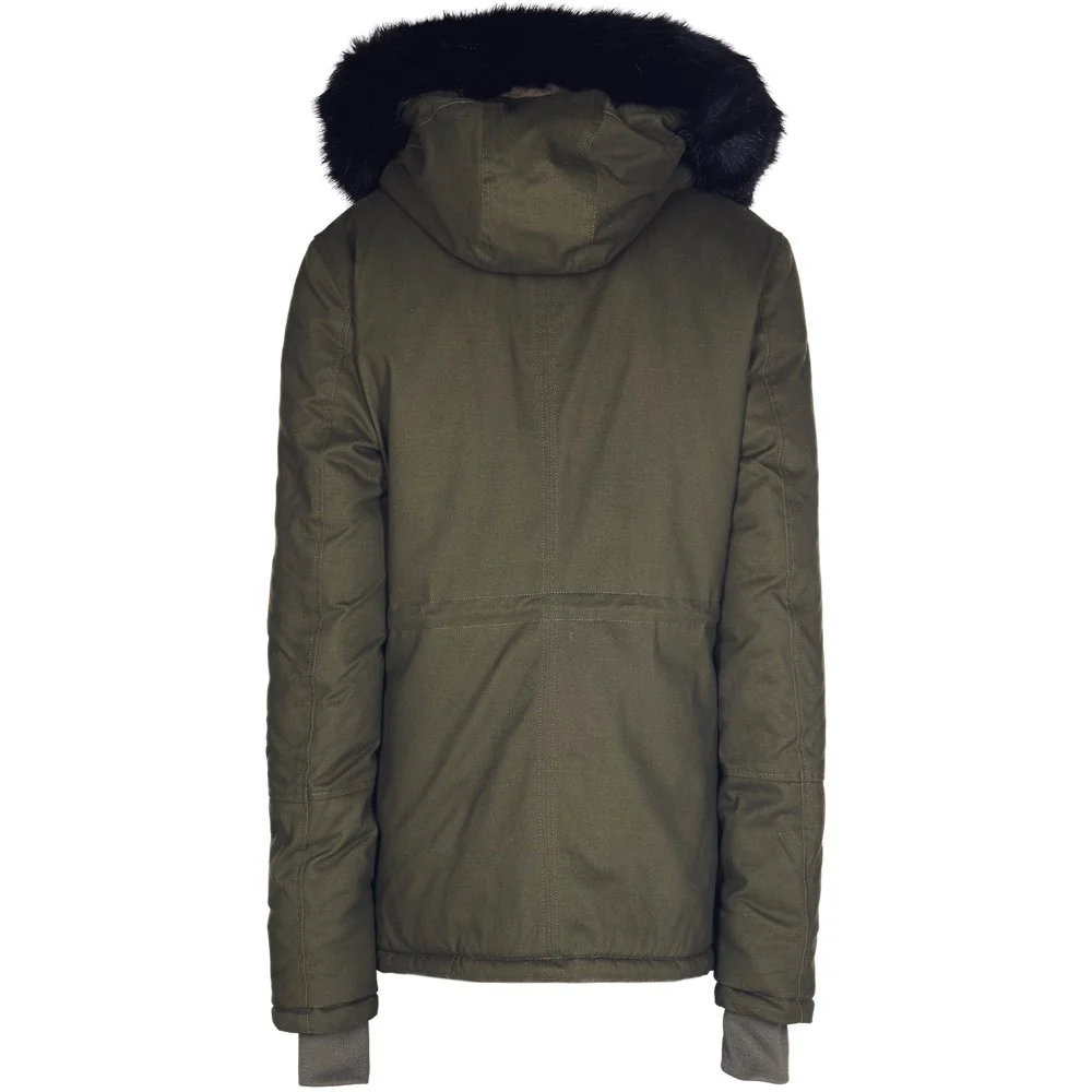 Parka courte doublure fourrure kaki noir - Image 5