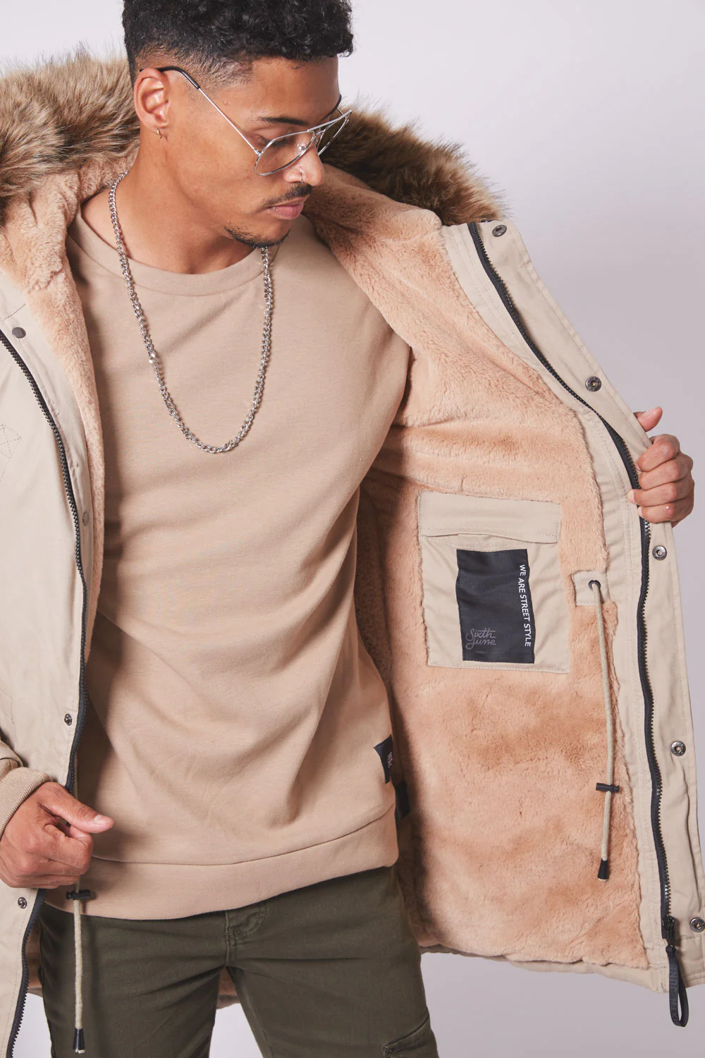 Parka doublure fourrure Sixth June beige beige - Image 4