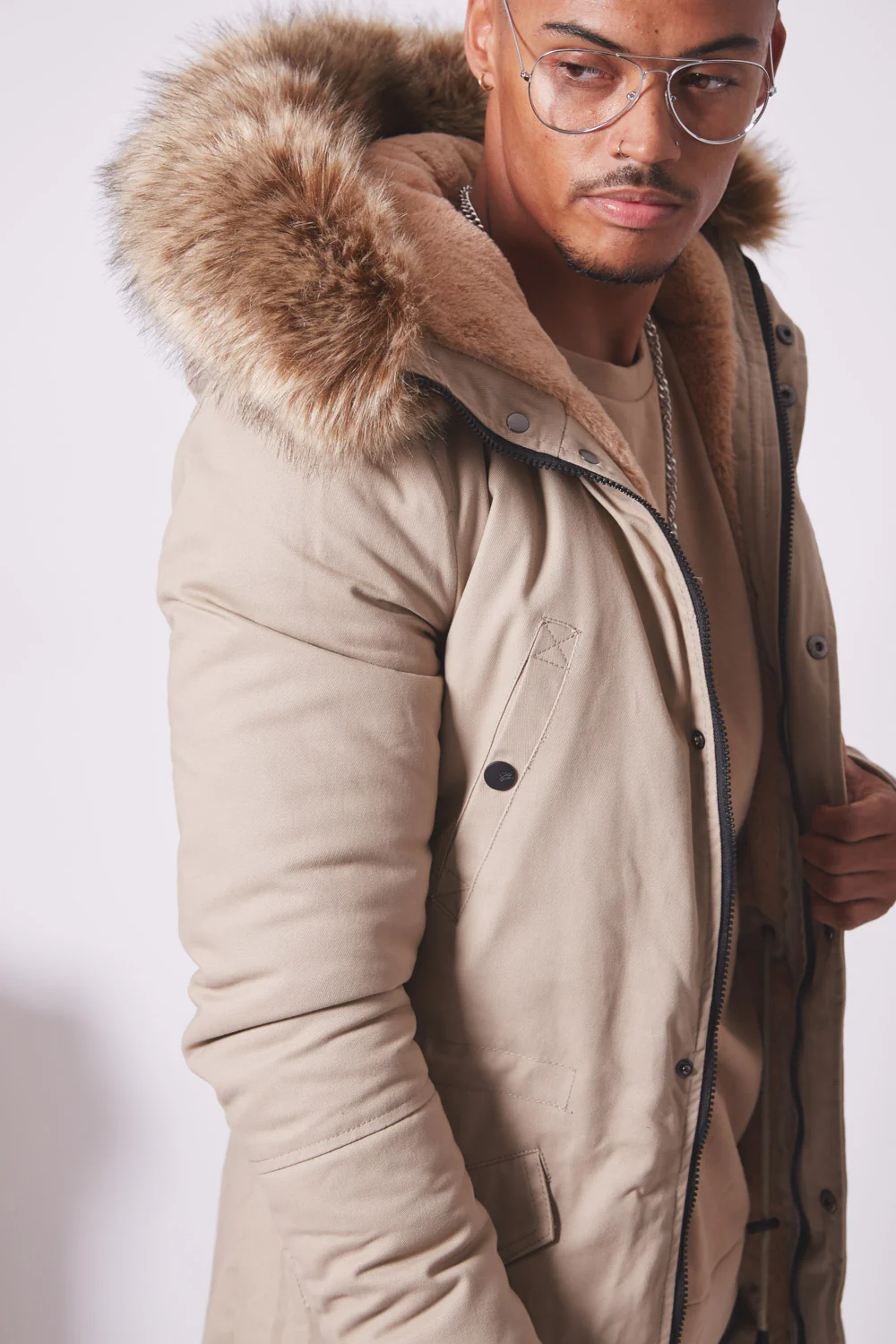 Parka doublure fourrure Sixth June beige beige - Image 5