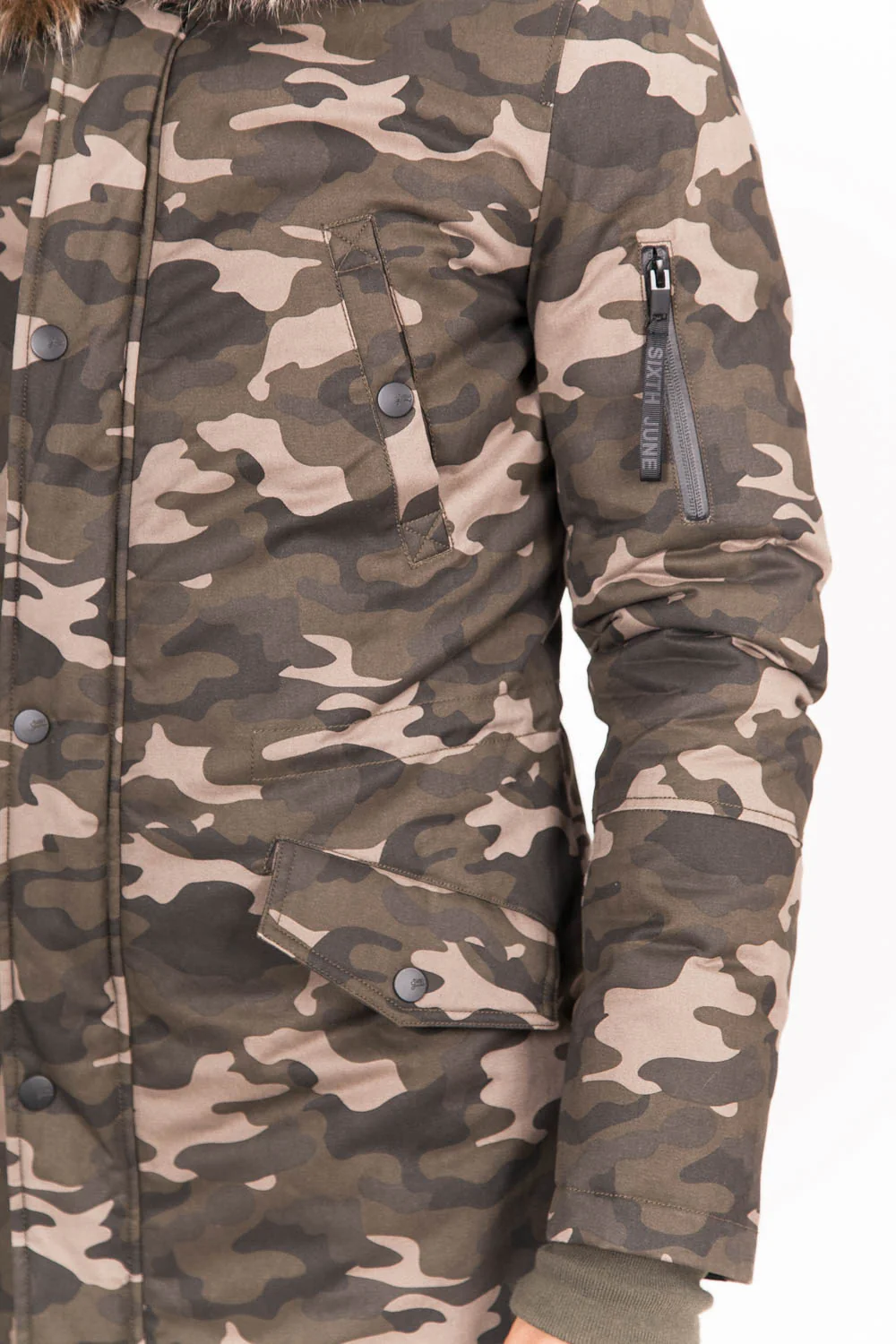 Parka doublure fourrure camouflage beige - Image 5