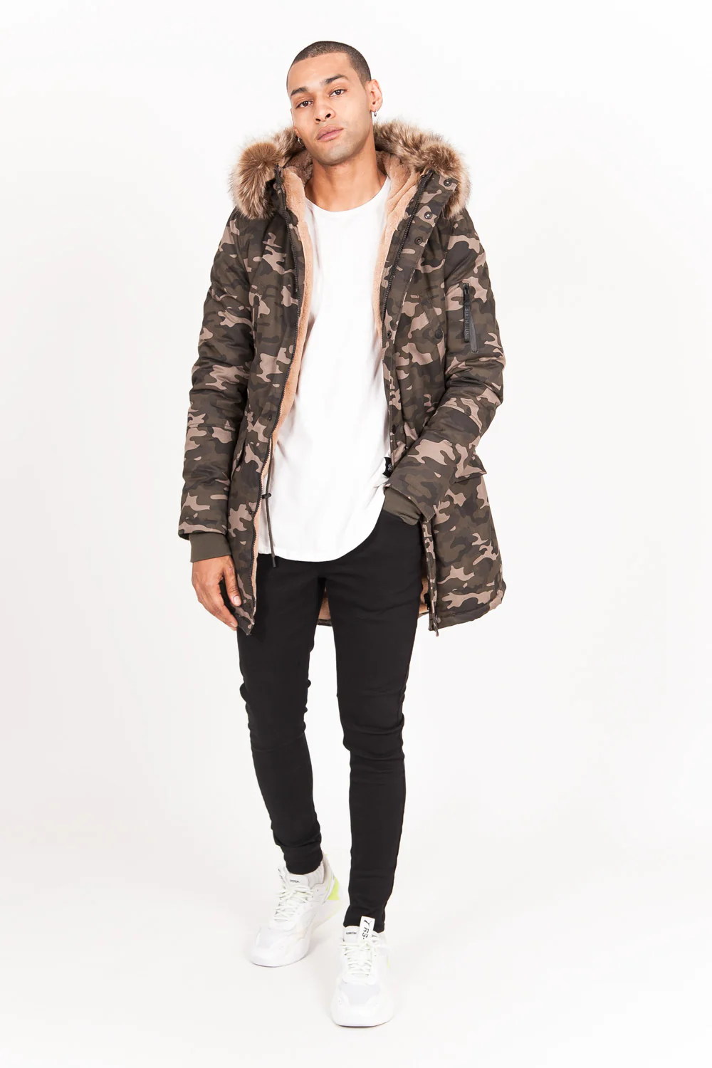 Parka doublure fourrure camouflage beige - Image 7