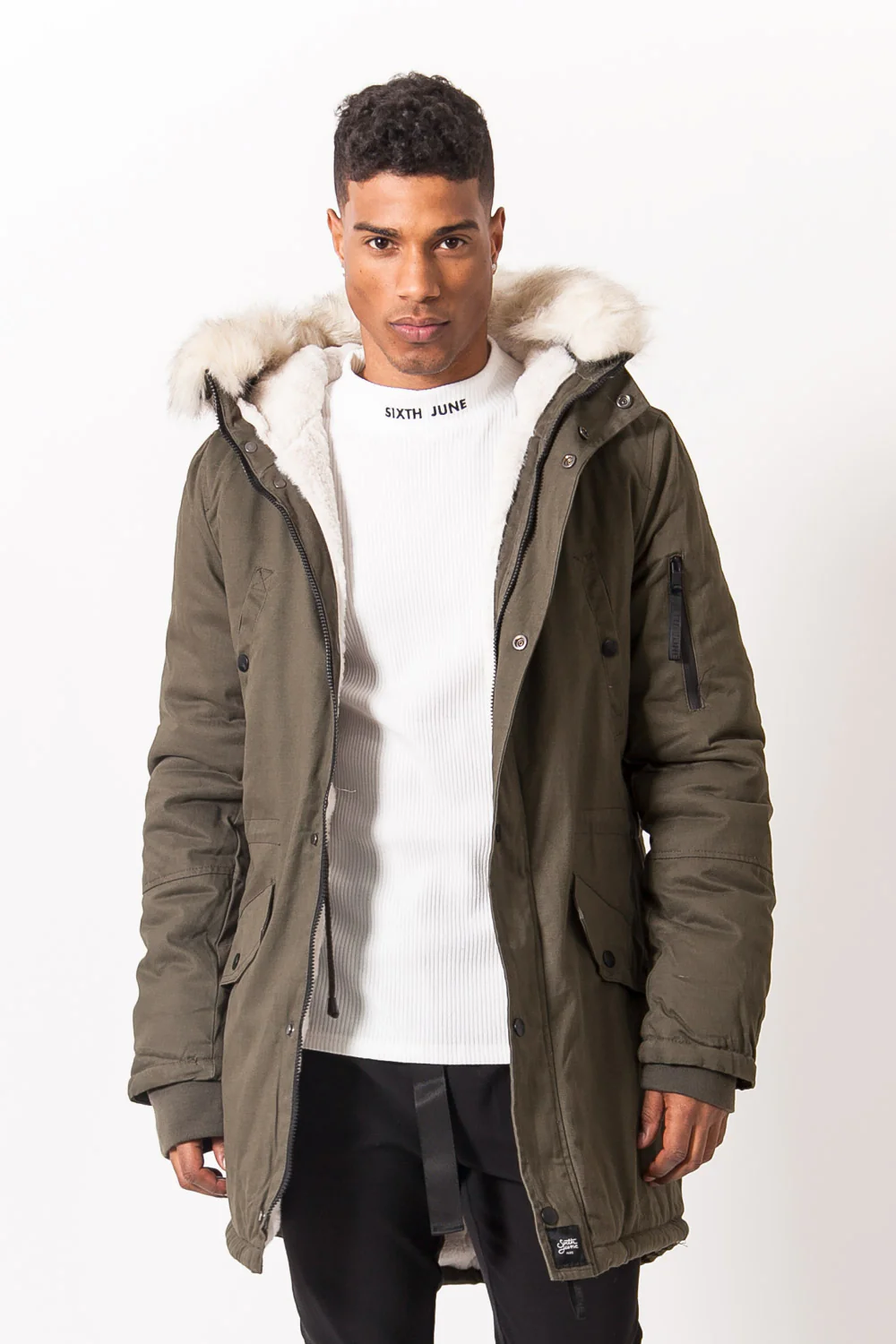Parka doublure fourrure kaki beige - Image 2