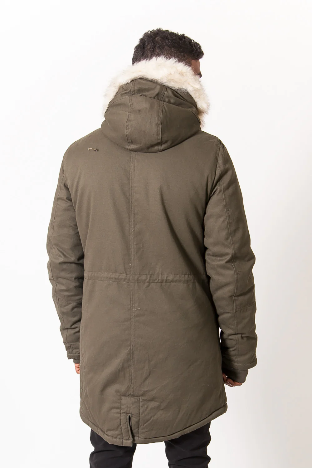 Parka doublure fourrure kaki beige - Image 4