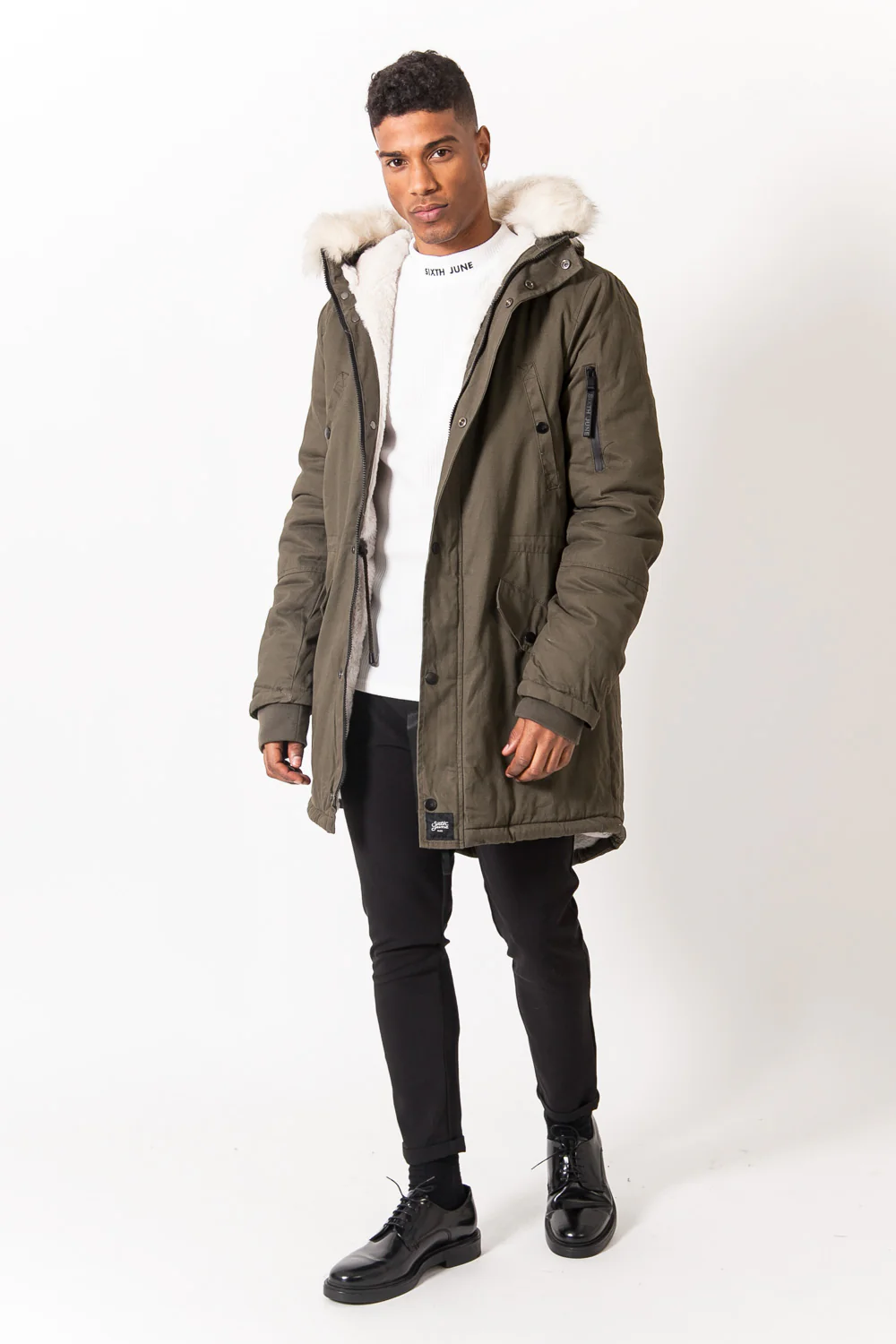 Parka doublure fourrure kaki beige - Image 5