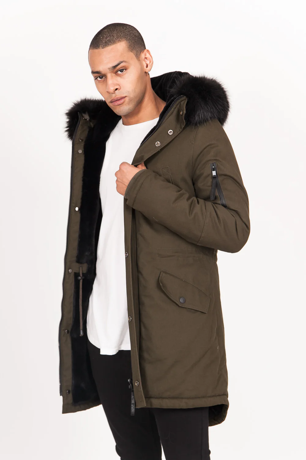 Parka doublée fourrure Vert khaki - Image 5