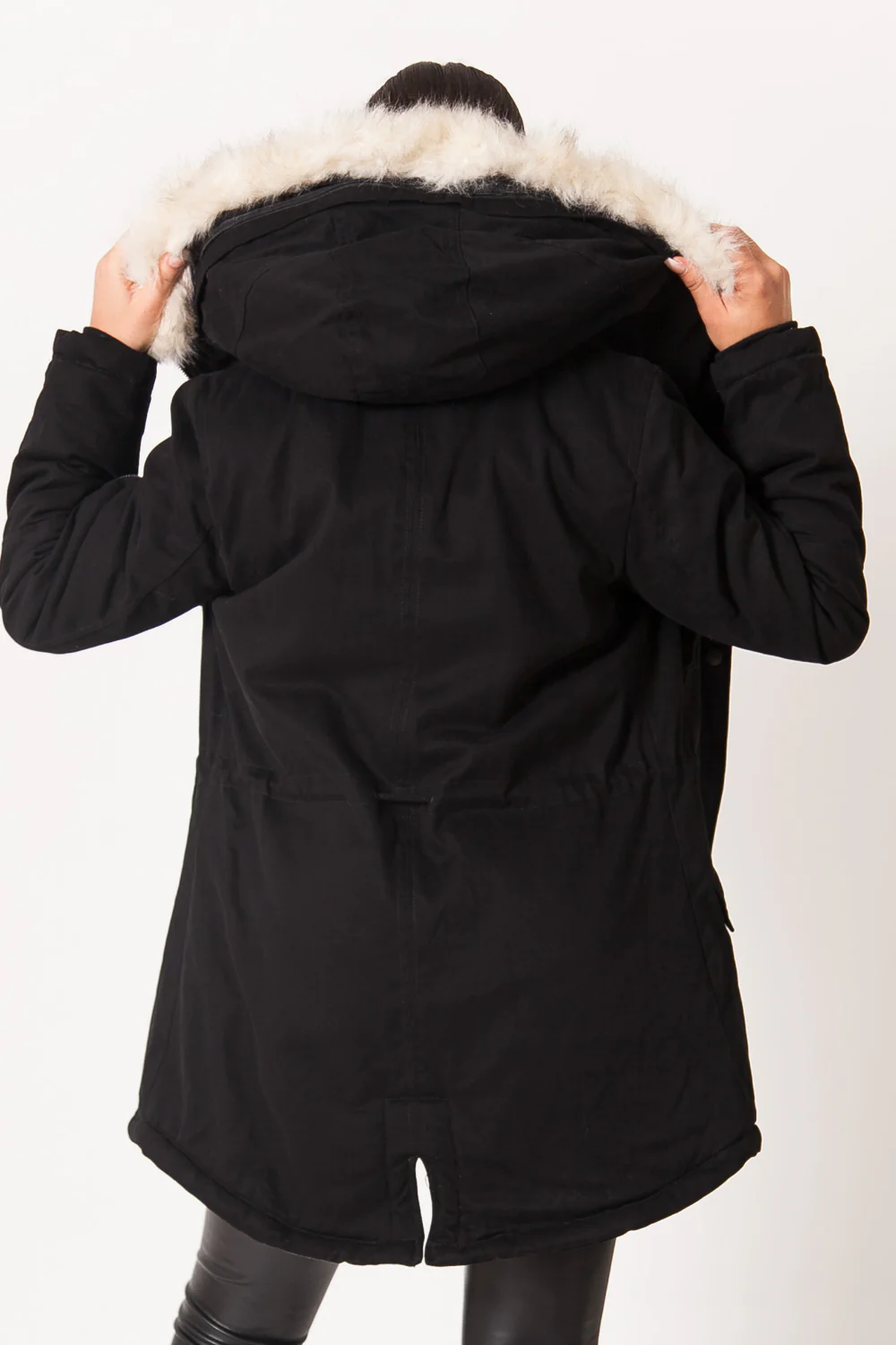 Parka doublure fourrure noir beige - Image 5