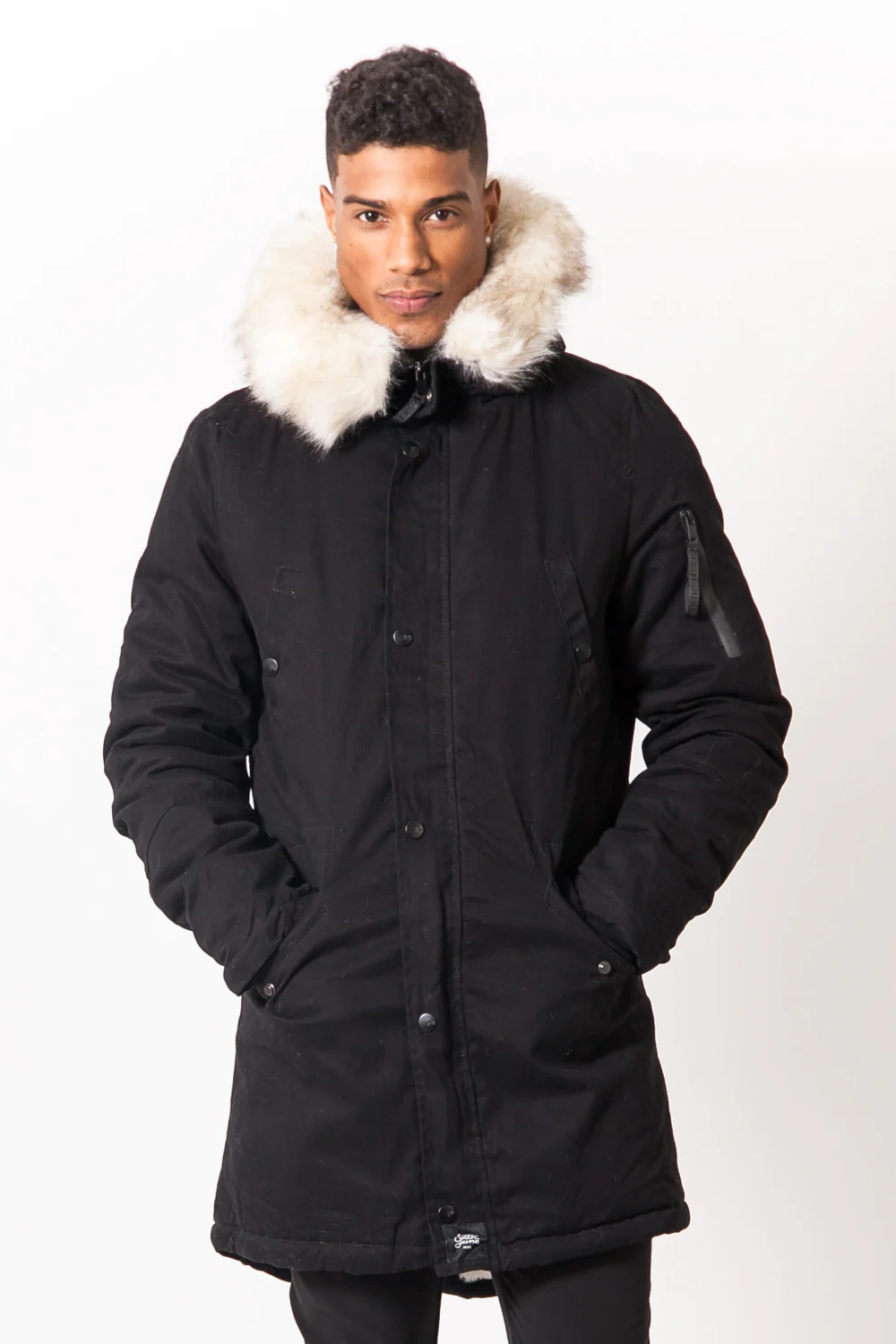 Parka doublure fourrure noir beige - Image 2