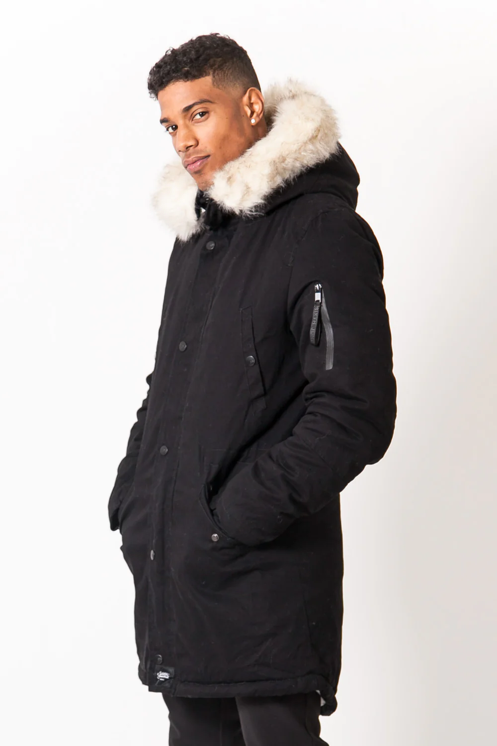 Parka doublure fourrure noir beige - Image 4