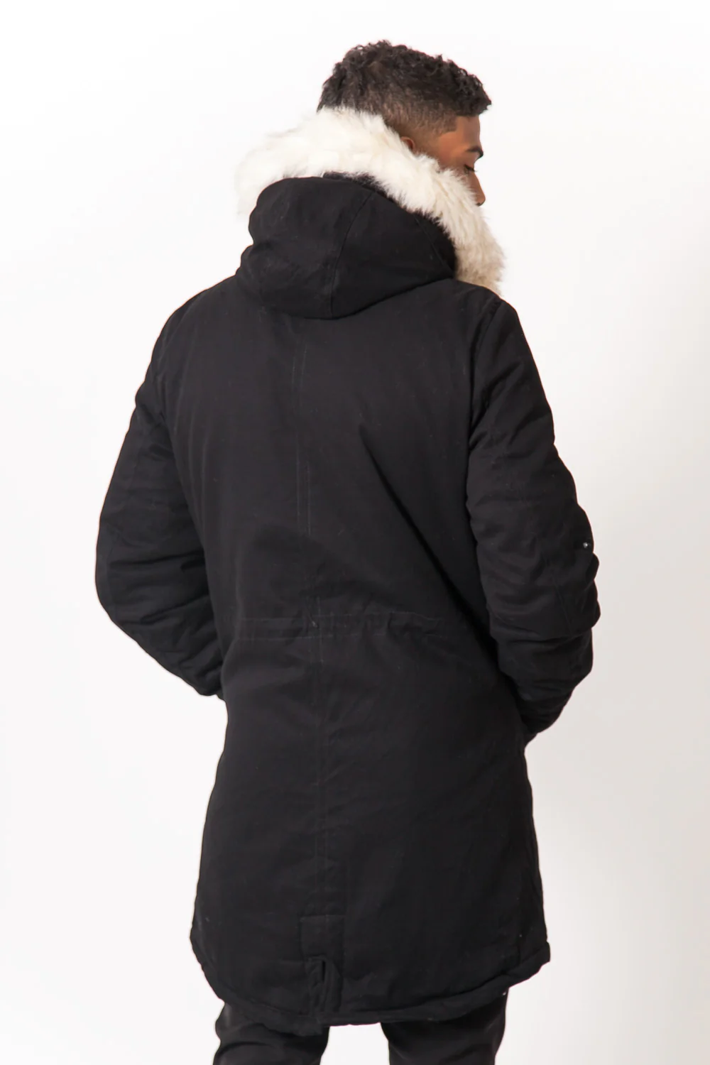 Parka doublure fourrure noir beige - Image 5