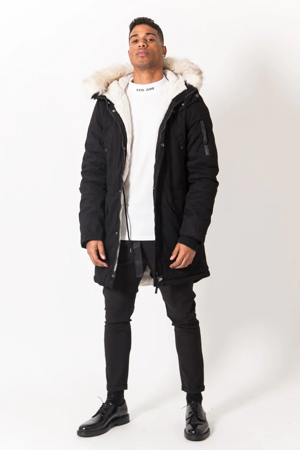 Parka doublure fourrure noir beige - Image 6