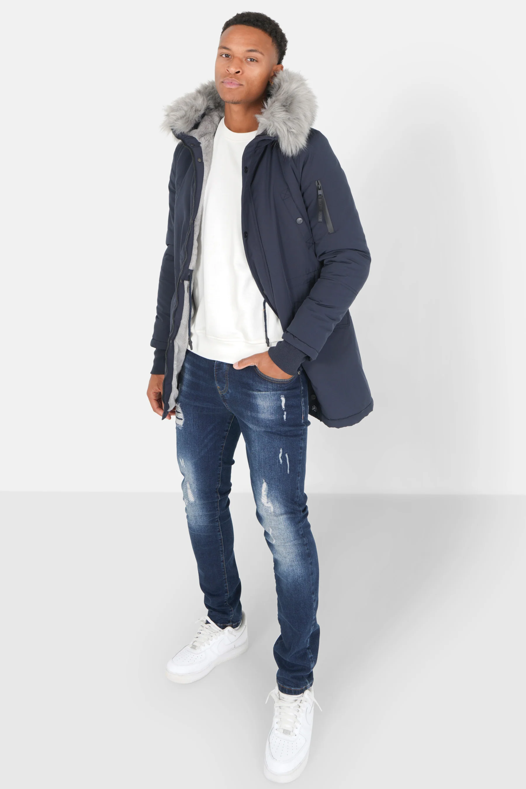 Parka déperlante doublée Bleu foncé - Image 2