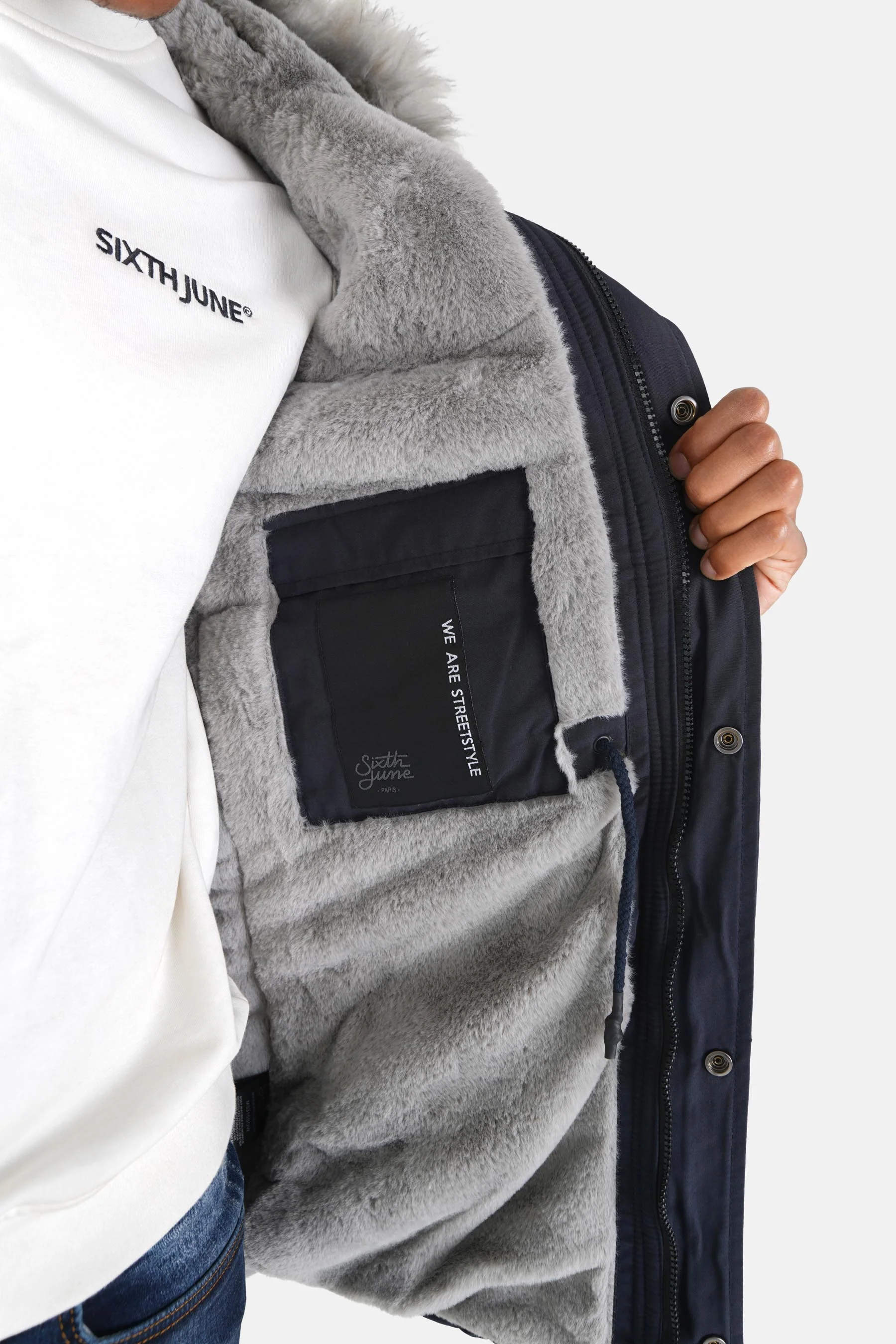 Parka déperlante doublée Bleu foncé - Image 3