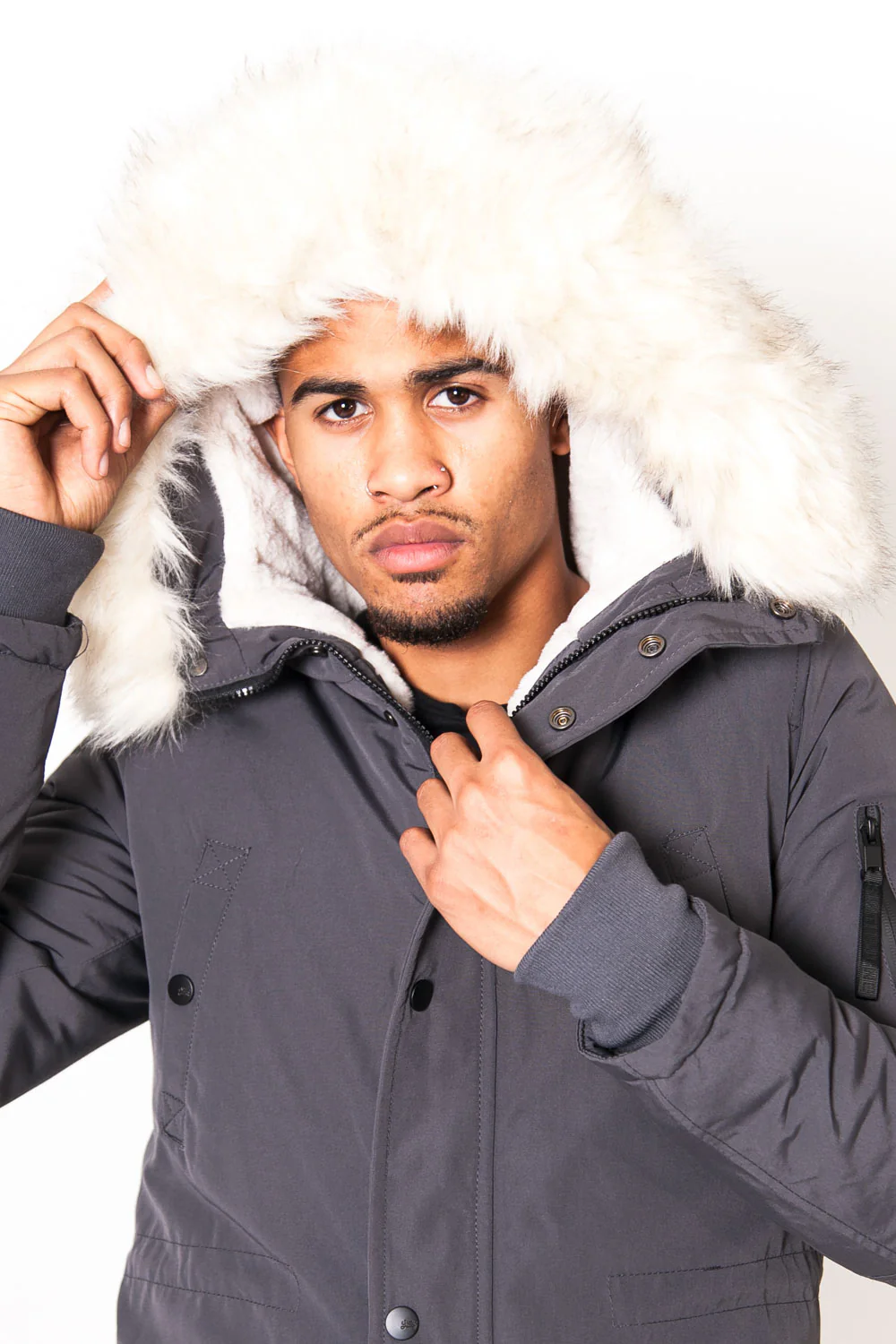 Parka déperlante doublée Gris foncé - Image 3