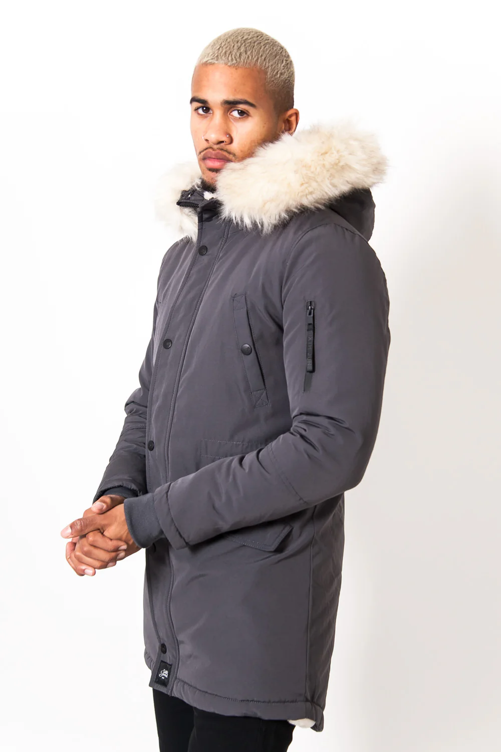 Parka déperlante doublée Gris foncé - Image 4
