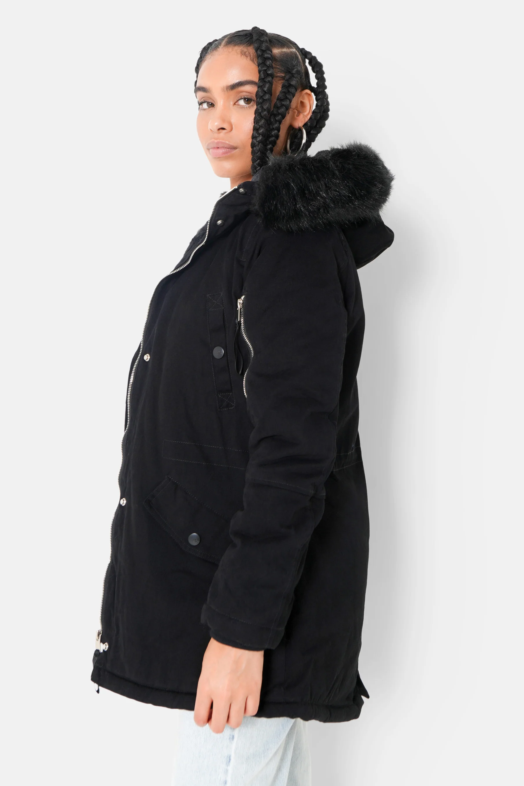 Parka doublure fourrure Noir - Image 5
