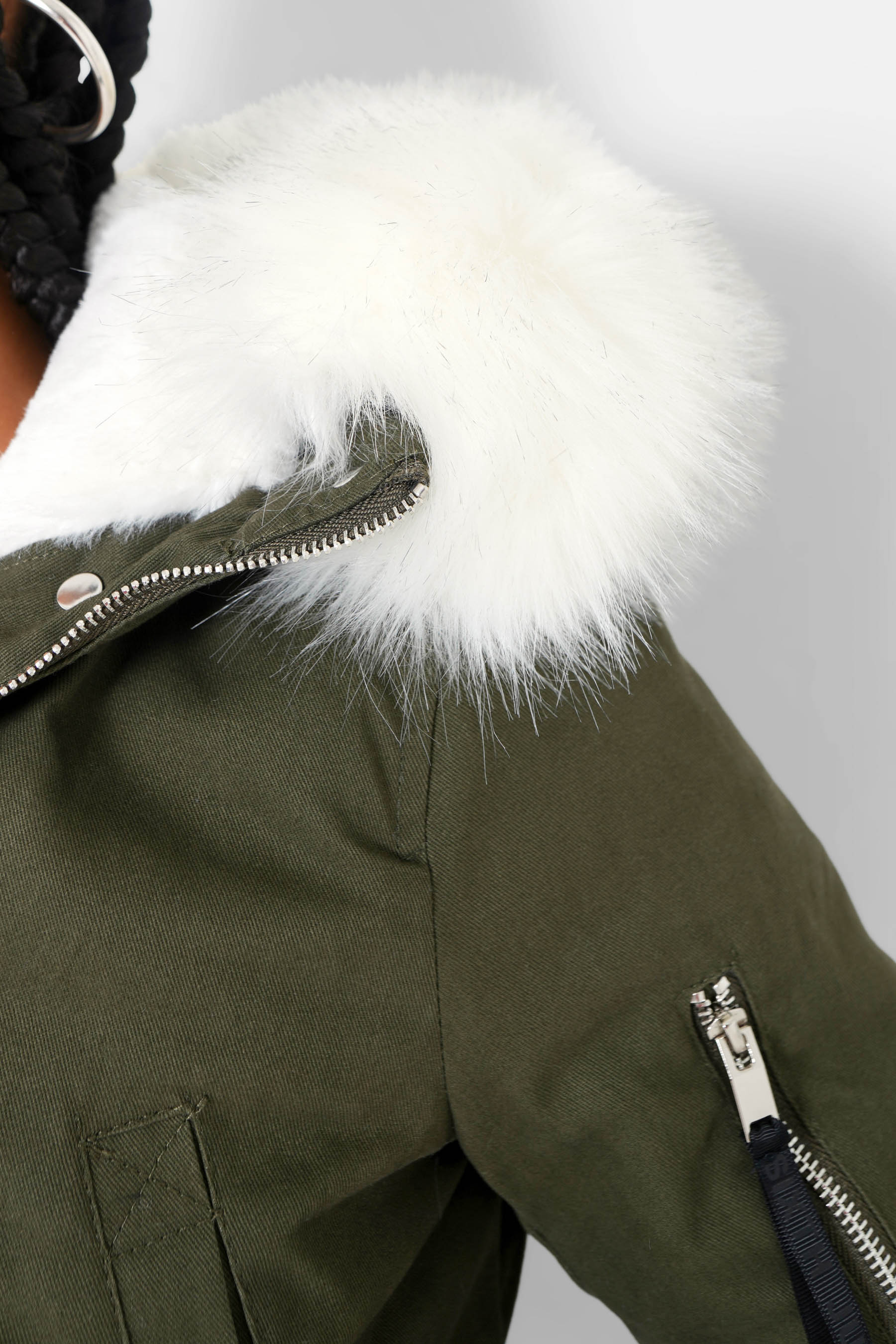 Parka doublure fourrure Vert khaki - Image 3