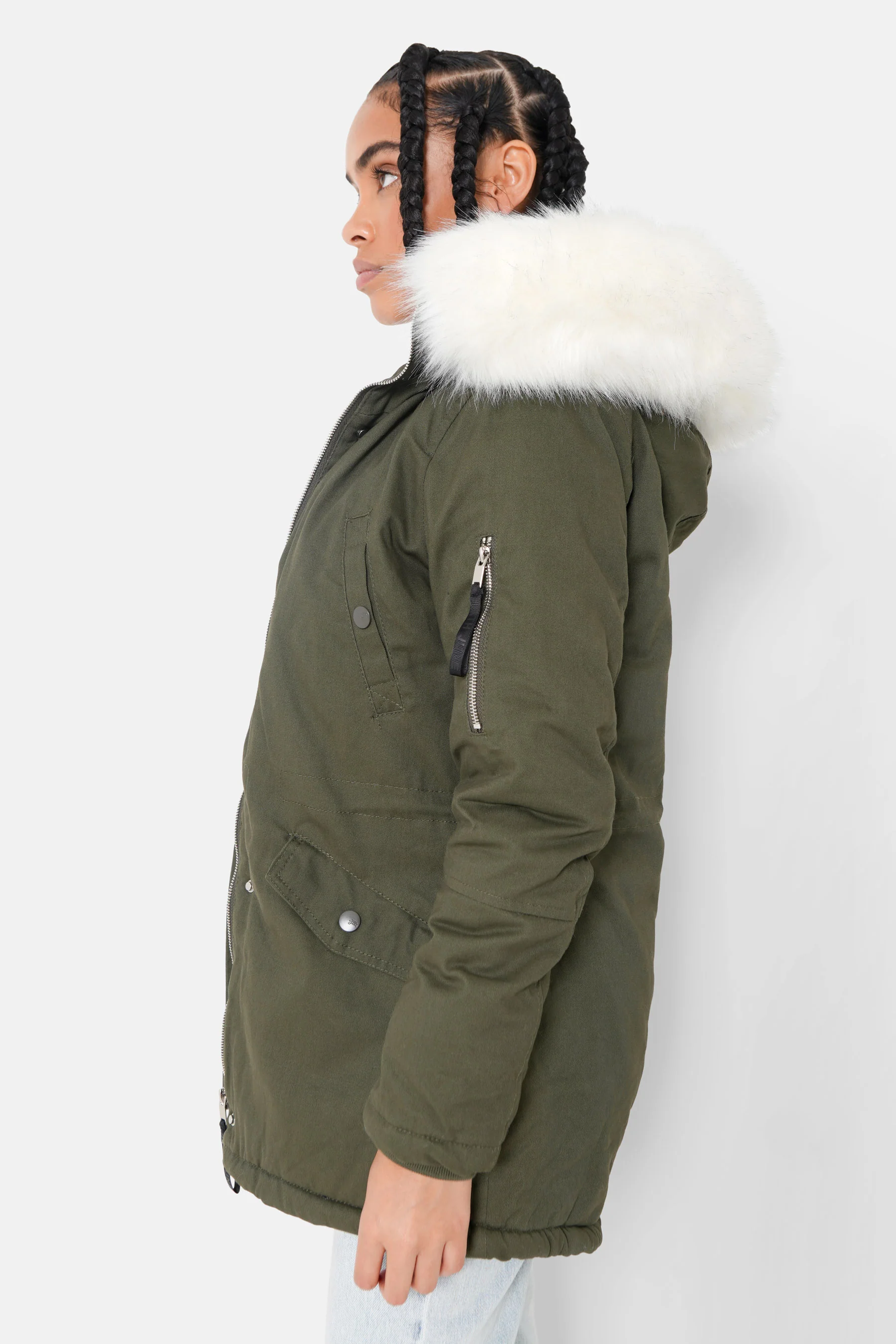 Parka doublure fourrure Vert khaki - Image 4