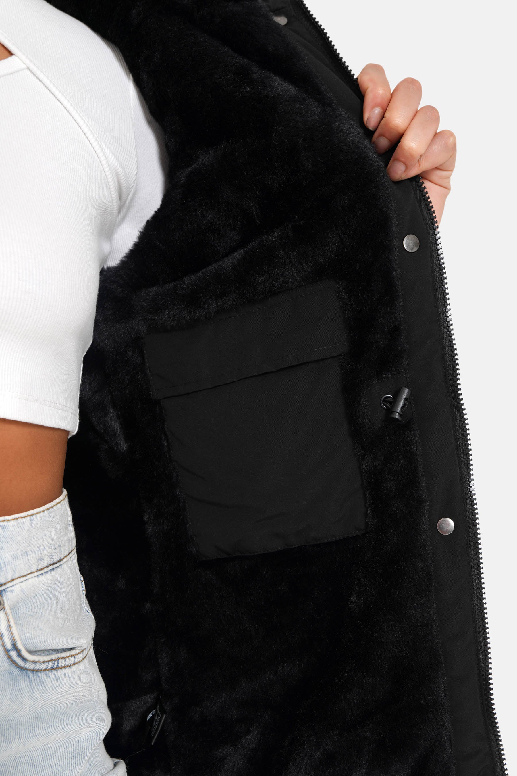 Parka déperlante fourrée Noir - Image 3