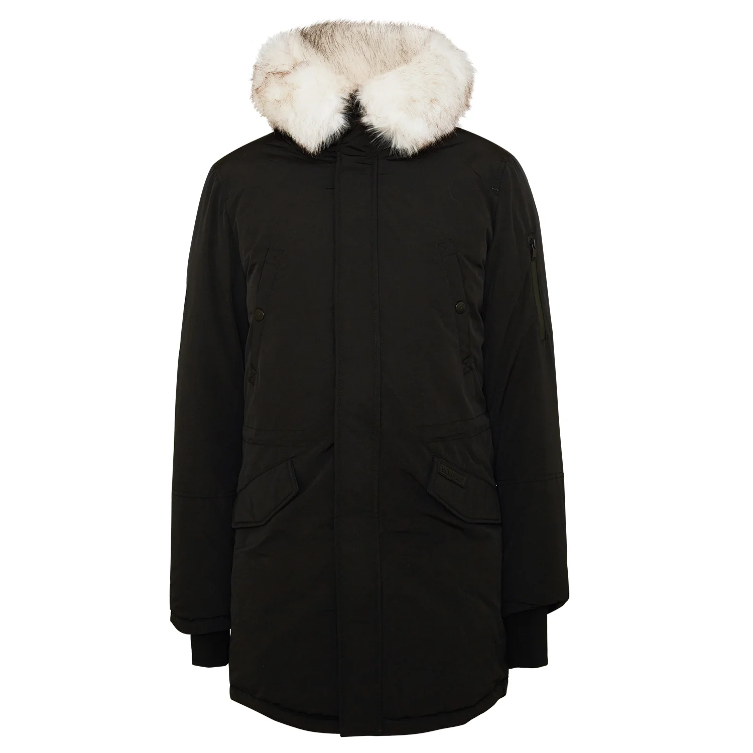 Parka longue fourrure imprimé arrière noir - Image 7
