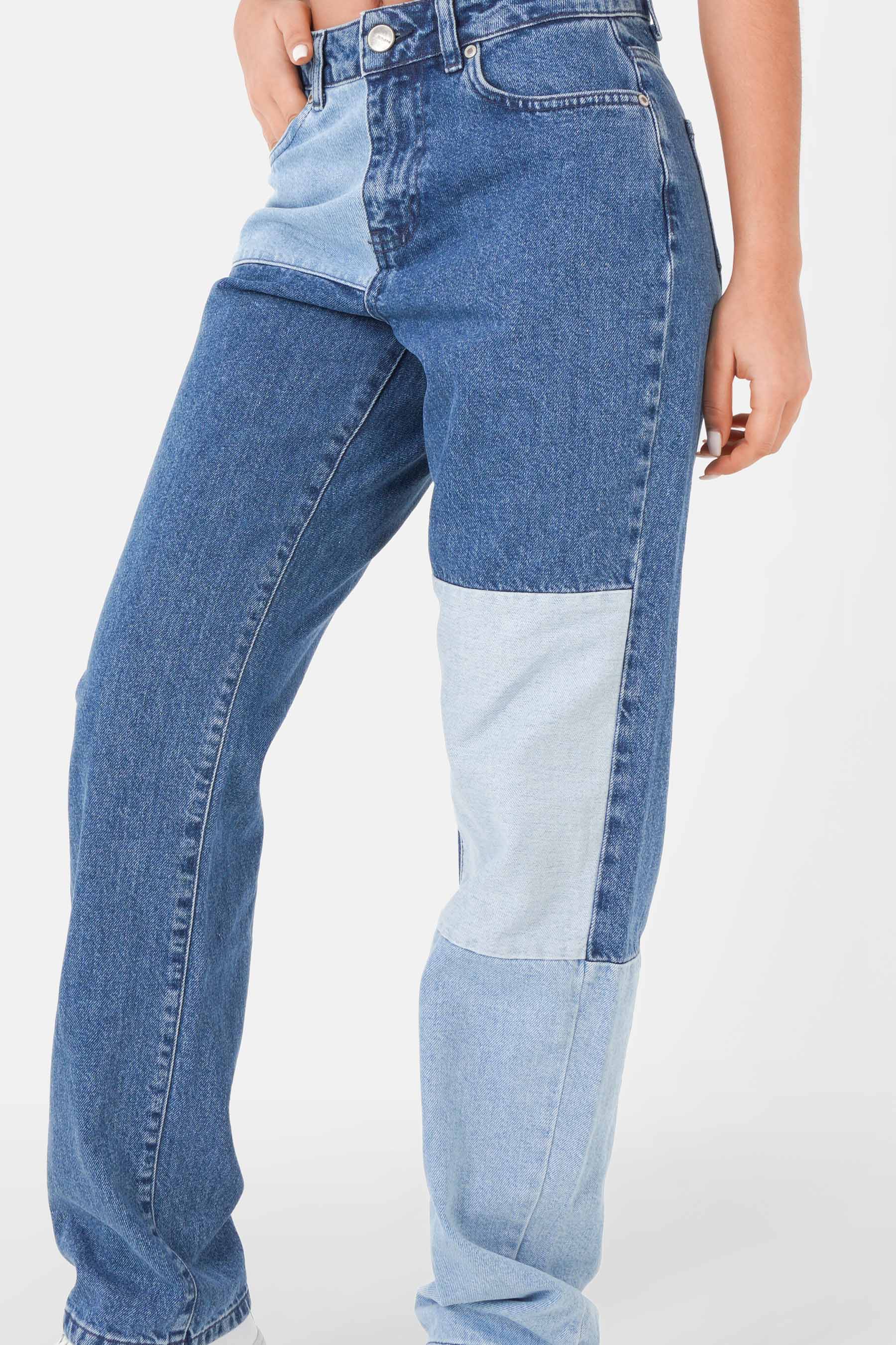 Jean patchwork tricolore Bleu - Image 4