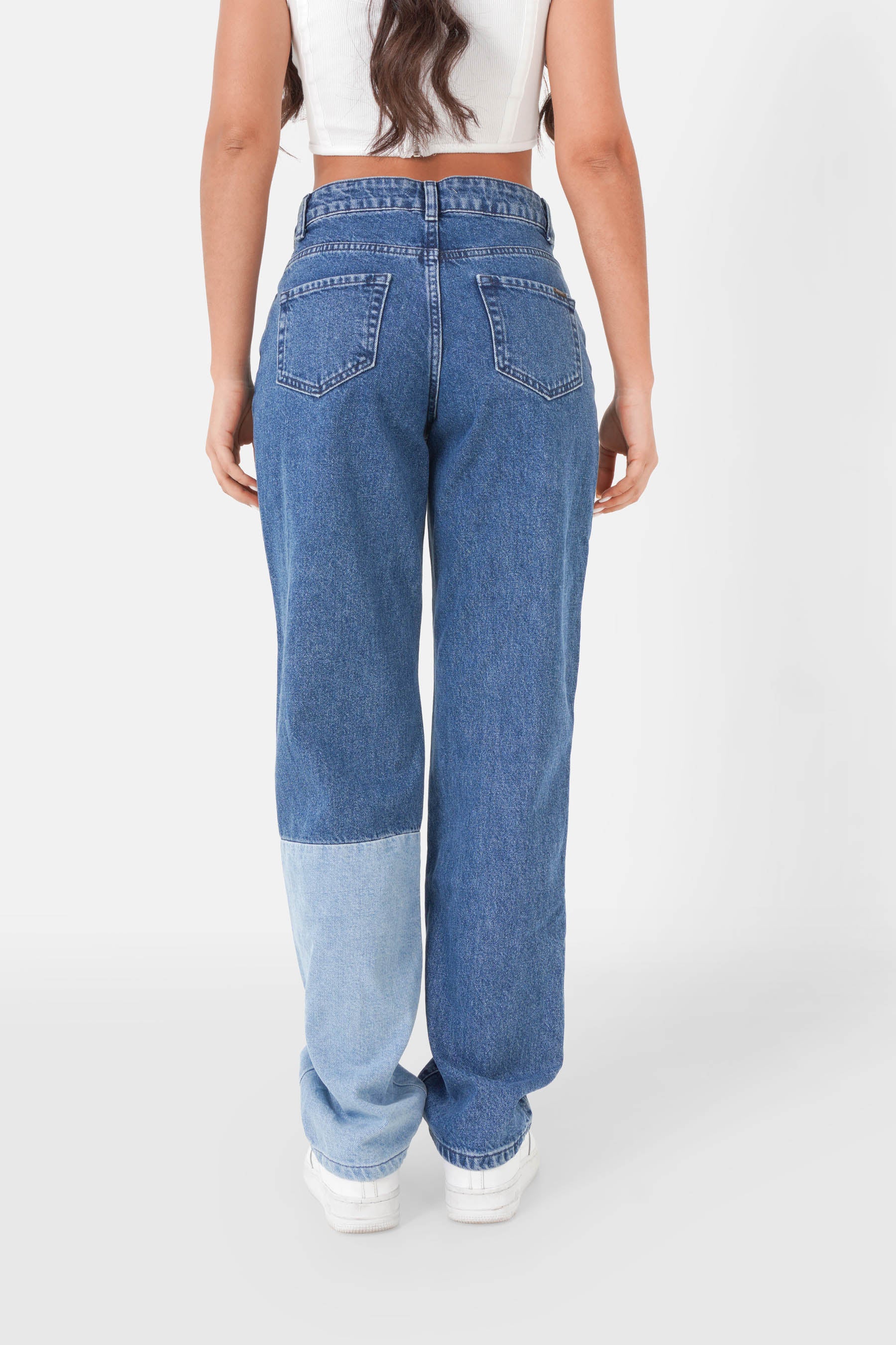 Jean patchwork tricolore Bleu - Image 5