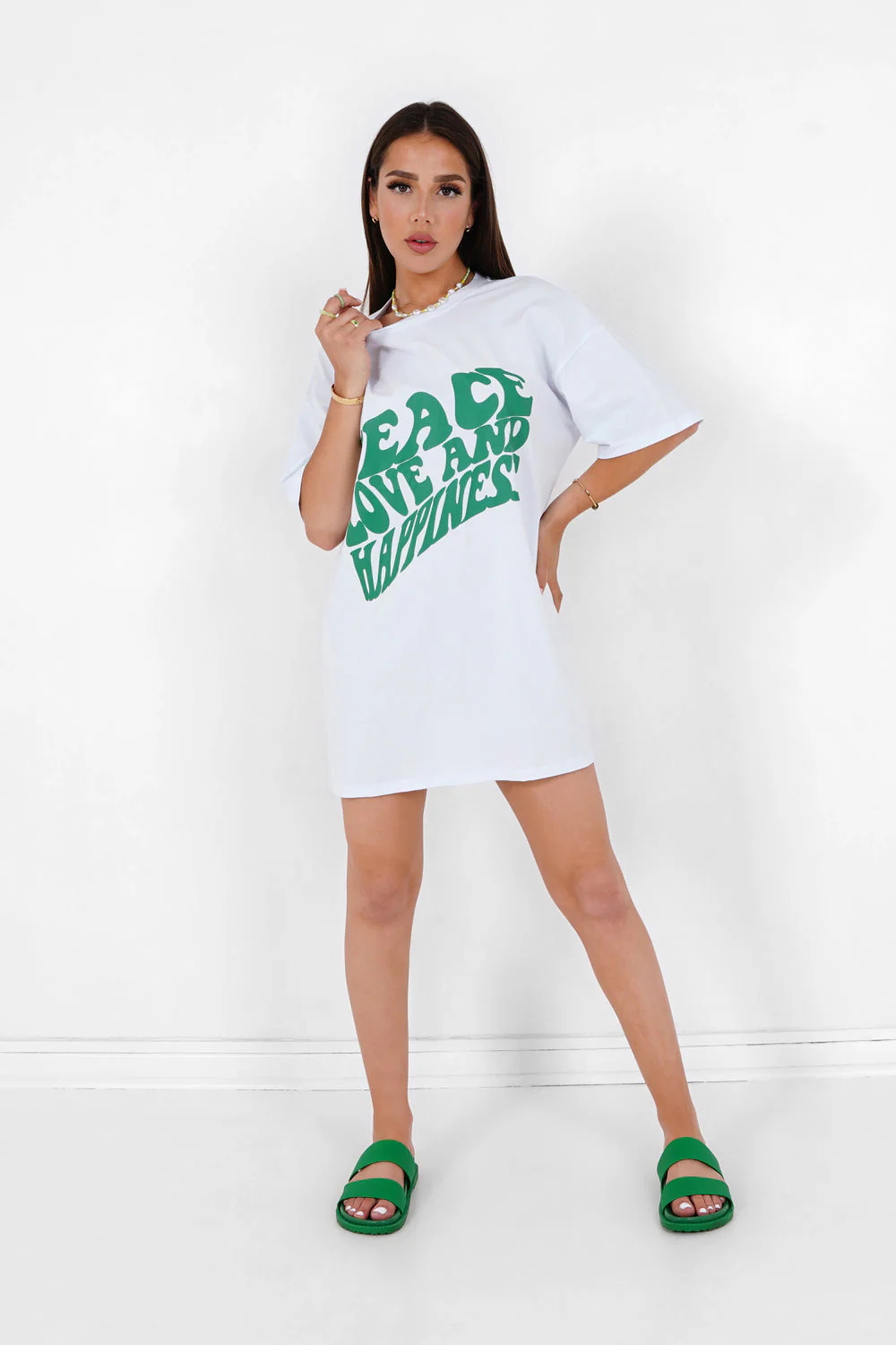 Robe courte Peace Love Blanc - Image 2
