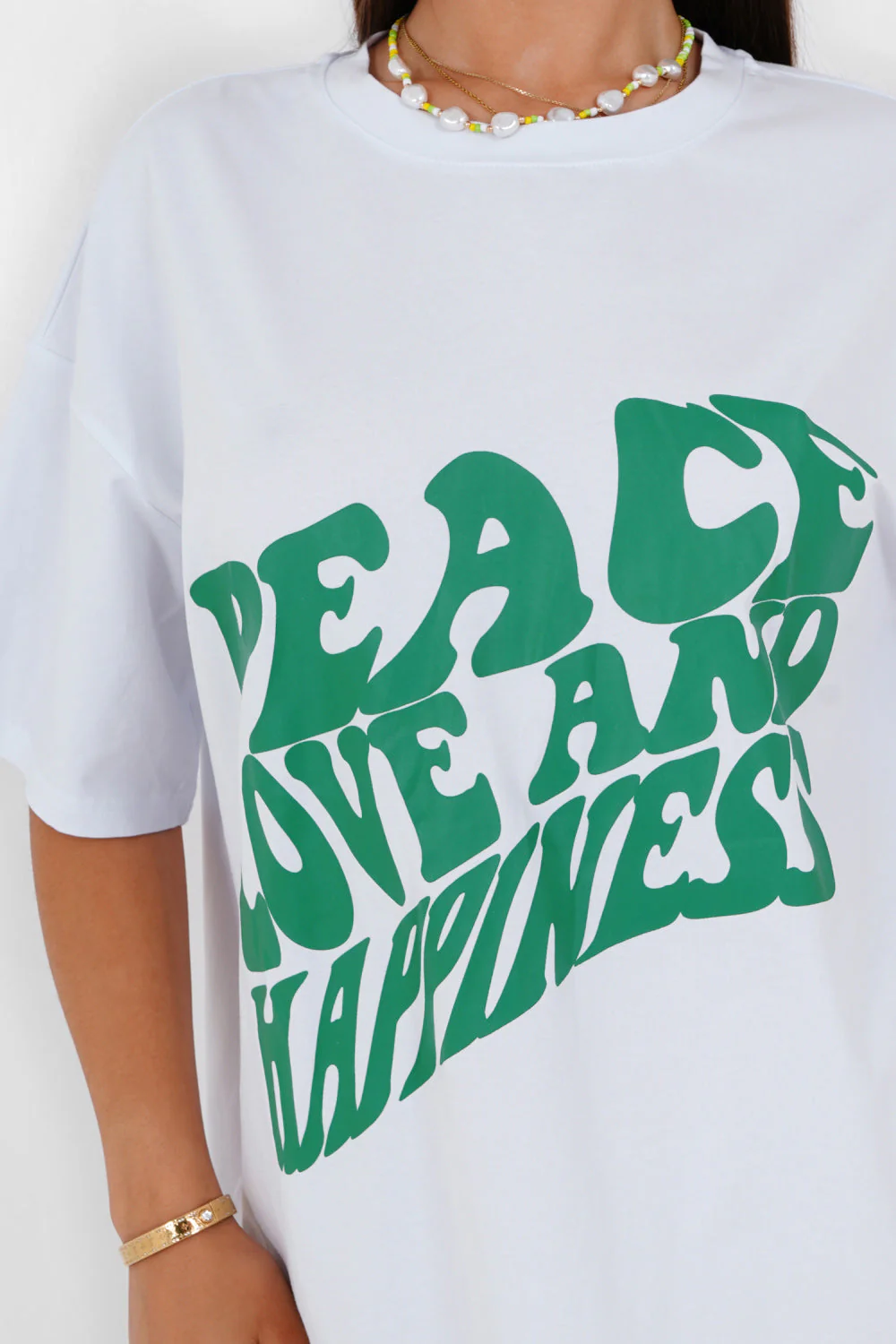 Robe courte Peace Love Blanc - Image 3