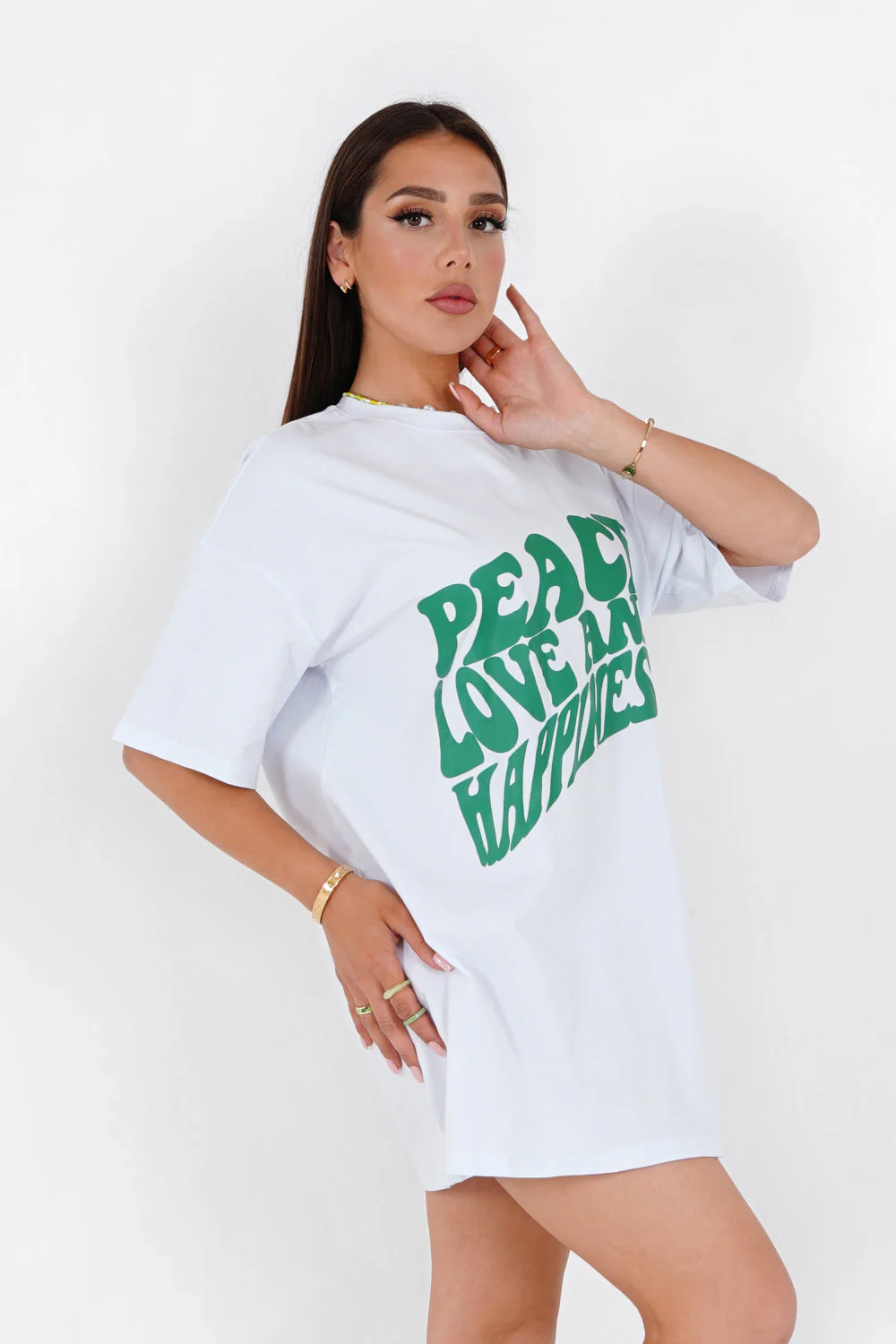 Robe courte Peace Love Blanc - Image 4
