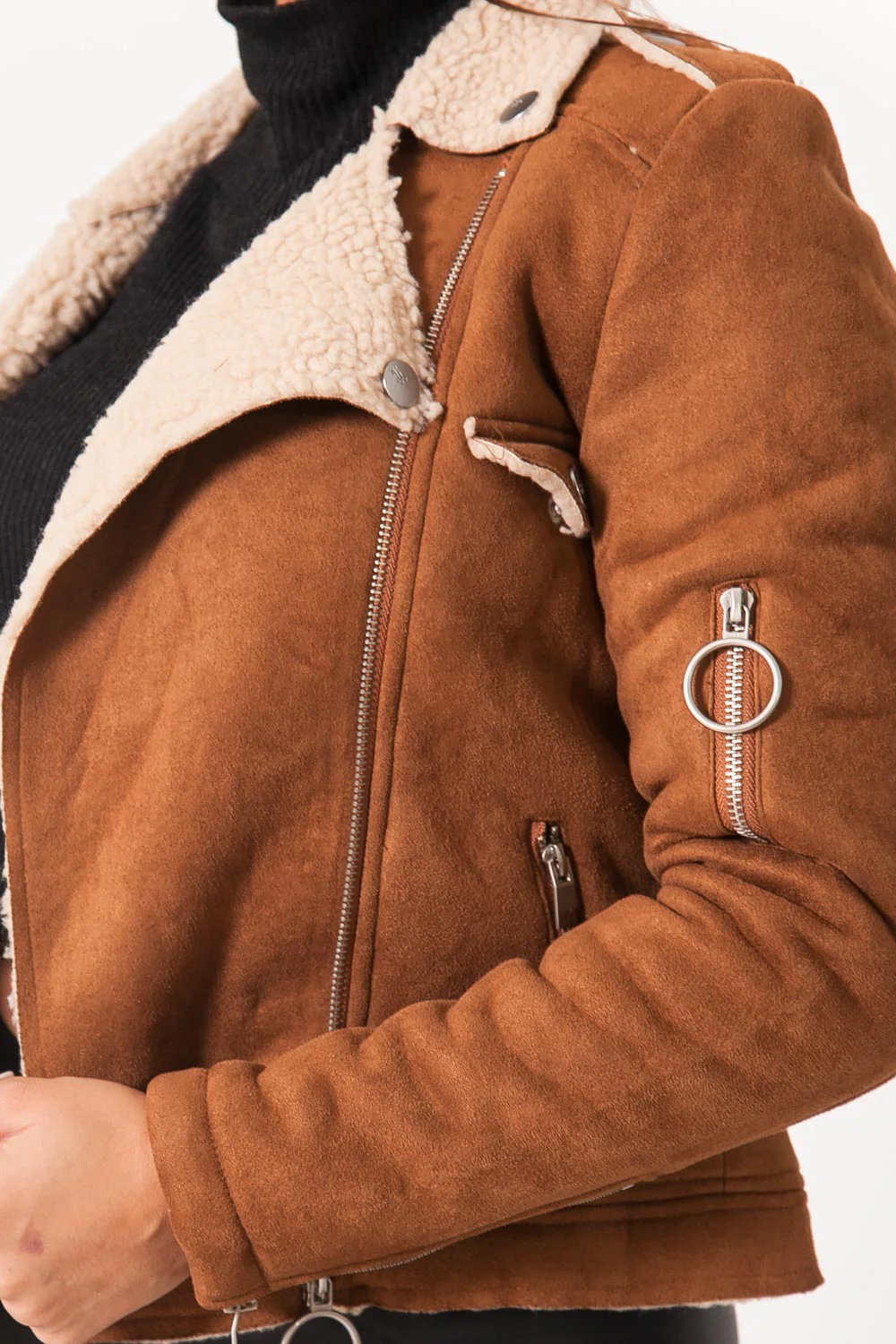 Veste suéde court beige - Image 3