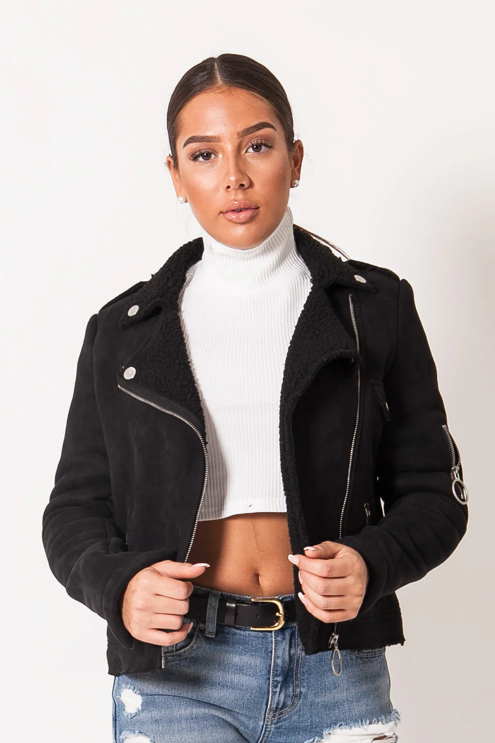 Veste suéde court noir - Image 2