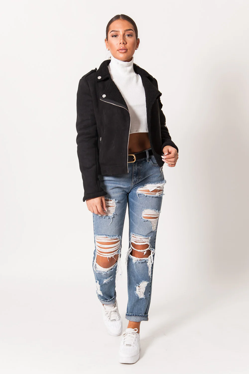 Veste suéde court noir - Image 6