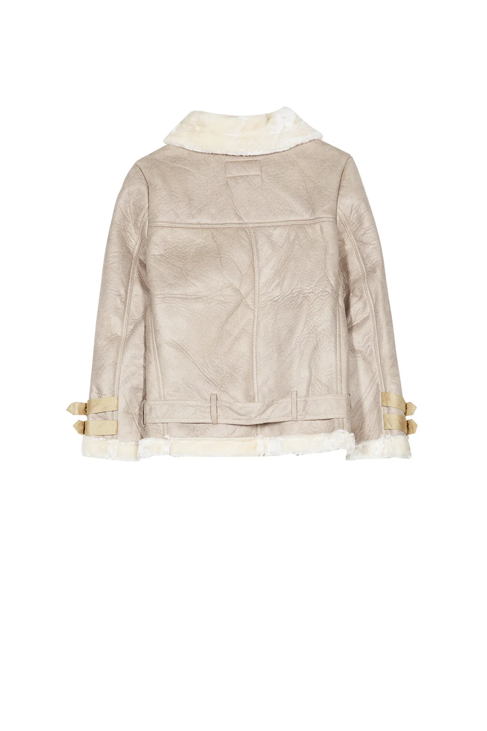 Veste fourré simili cuir mouton beige - Image 8