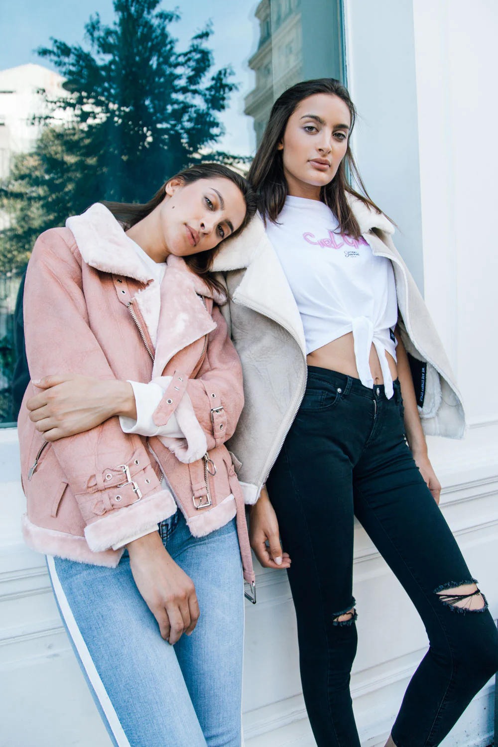 Veste fourré simili cuir mouton rose - Image 7