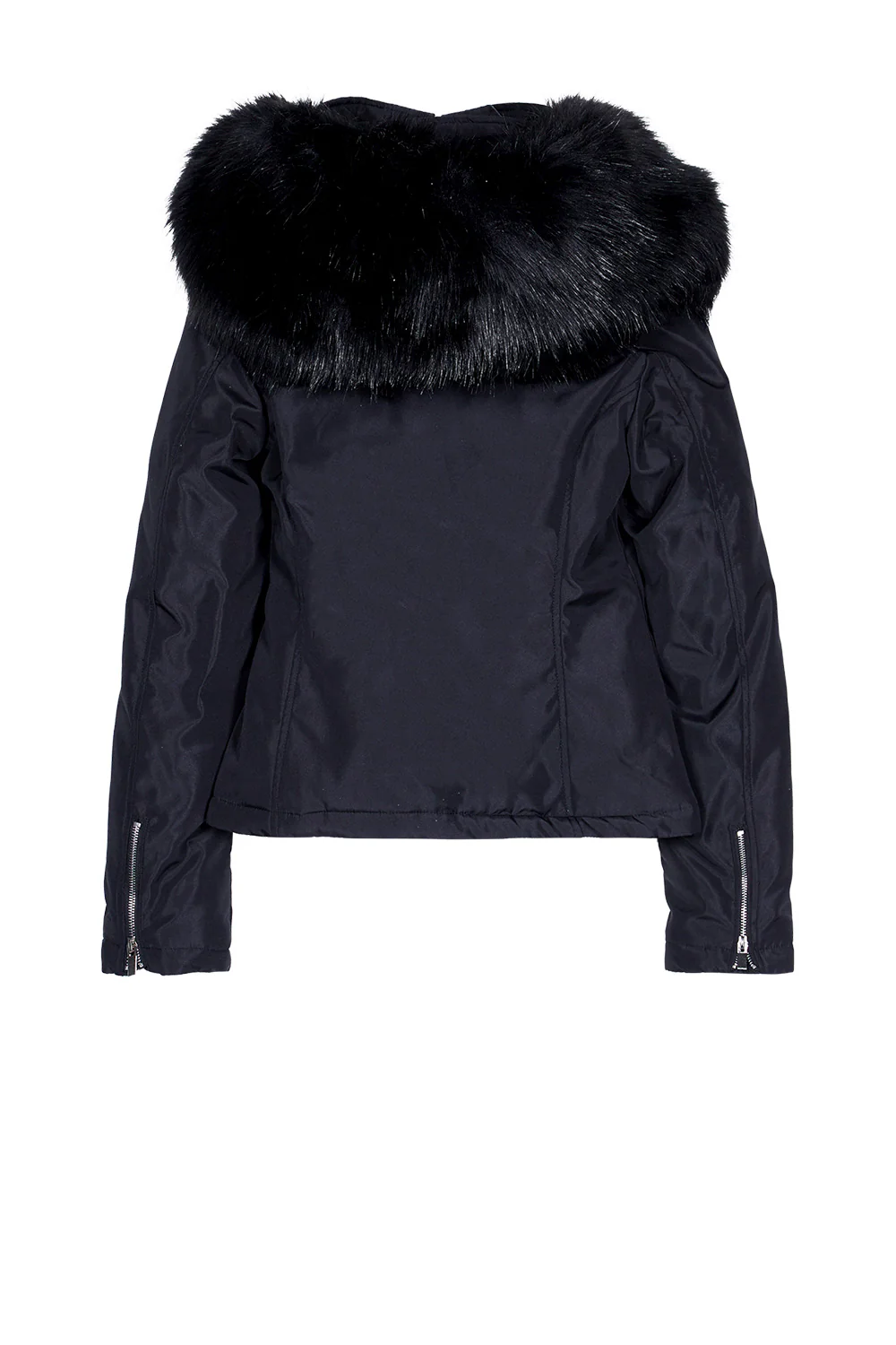 Veste fourrure zips noir - Image 6