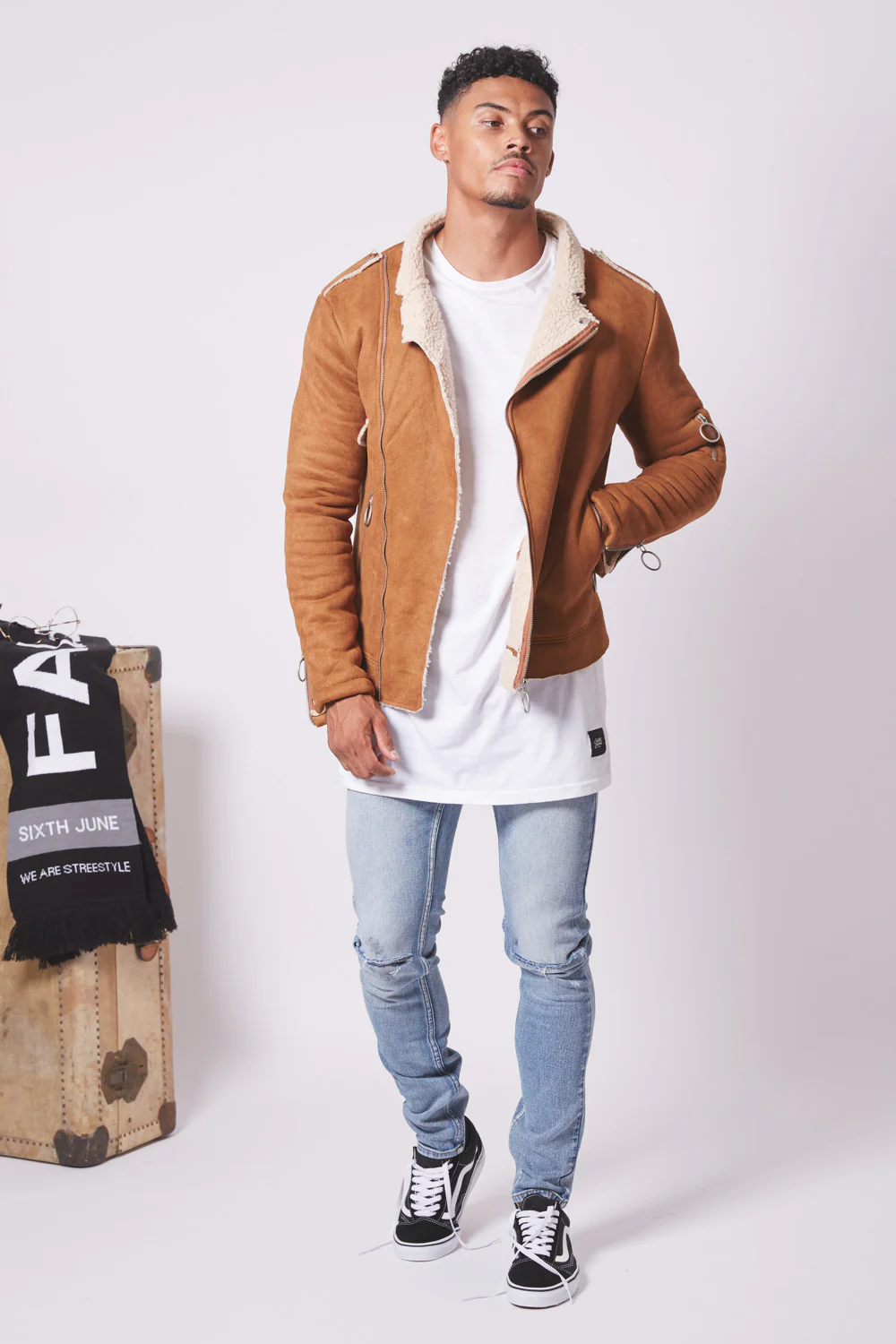 Veste revers faux mouton camel - Image 2