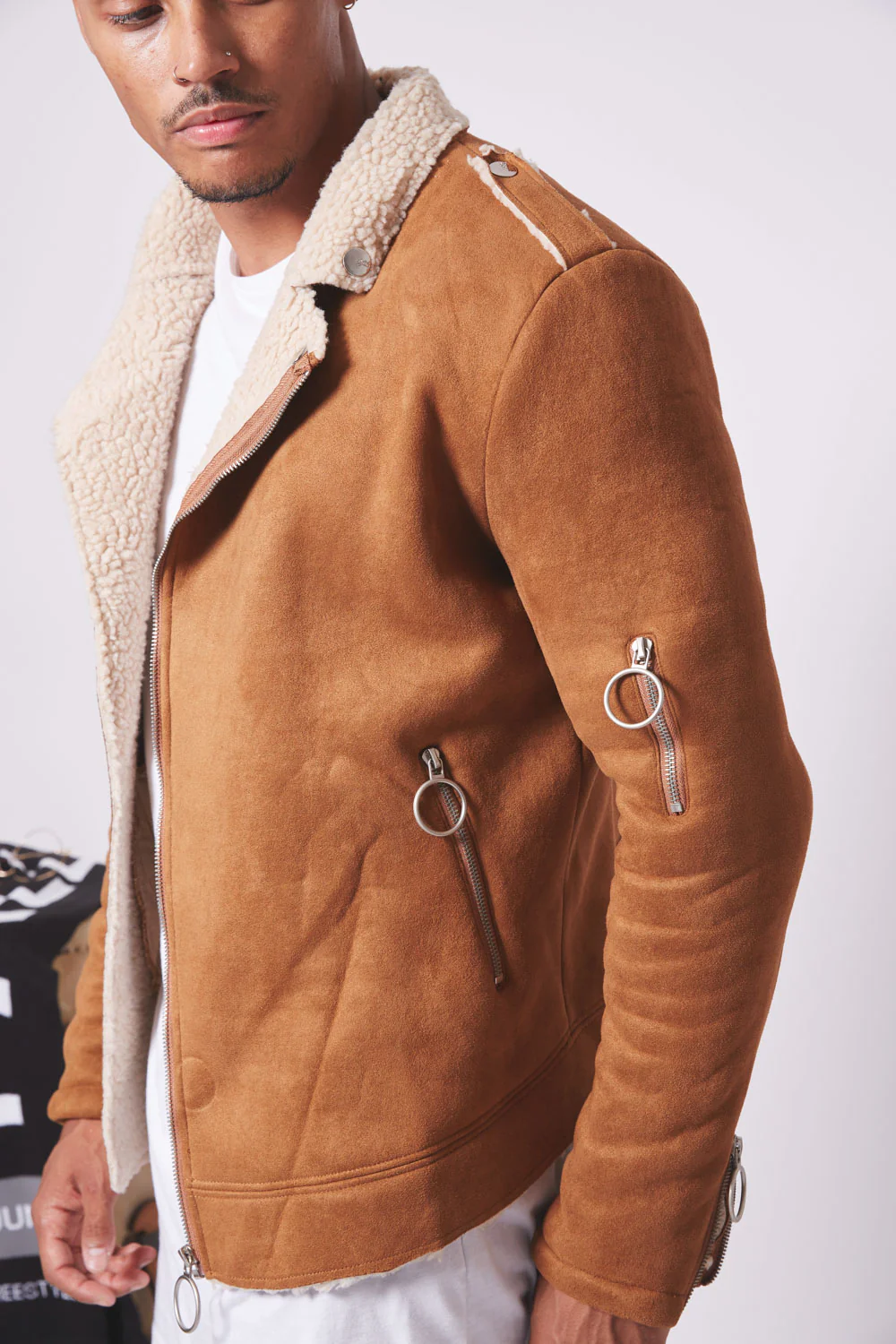 Veste revers faux mouton camel - Image 3