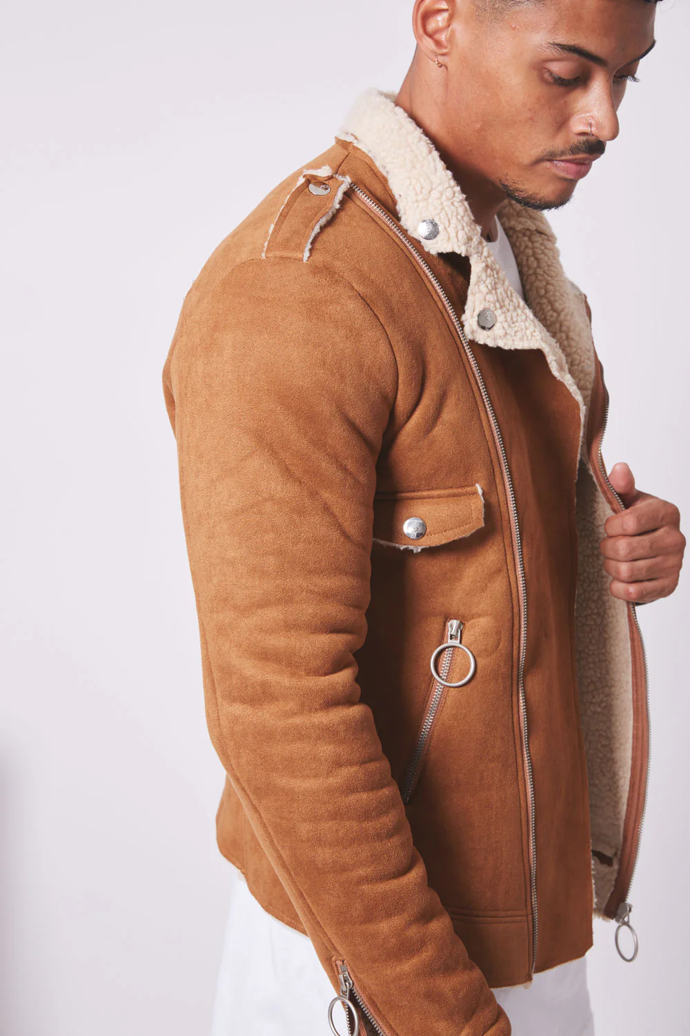 Veste revers faux mouton camel - Image 4