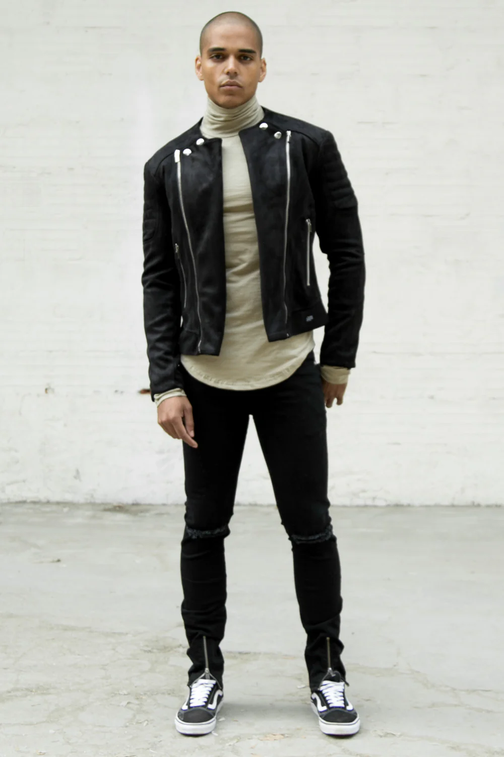 Veste suédé biker noir - Image 3