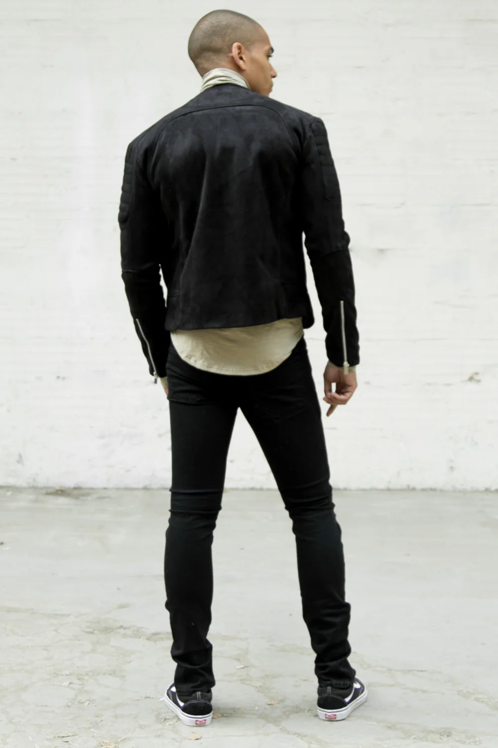 Veste suédé biker noir - Image 5