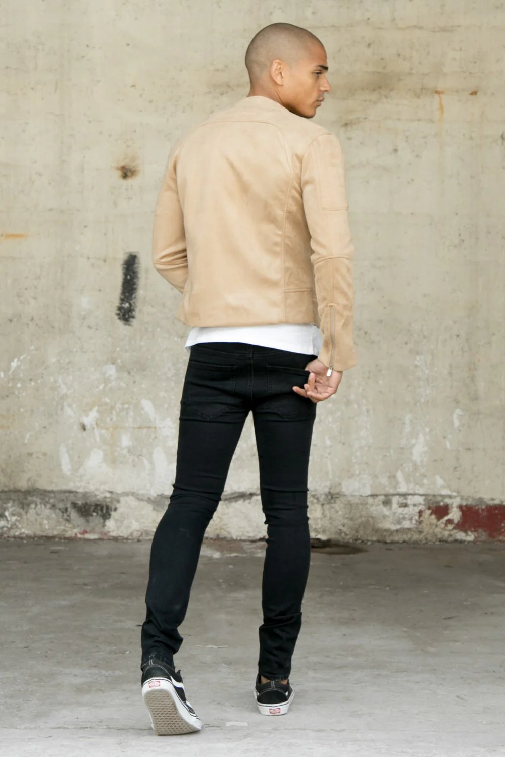 Veste suédé biker zip beige - Image 5