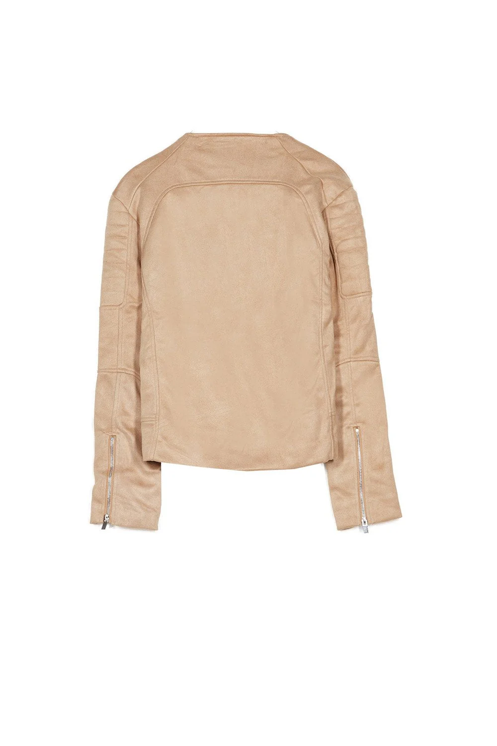 Veste suédé biker zip beige - Image 7