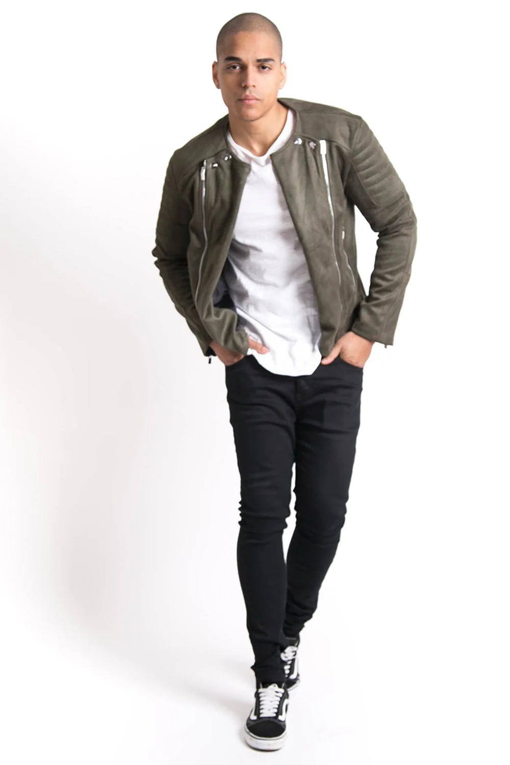 Perfecto suédé biker zip kaki - Image 2