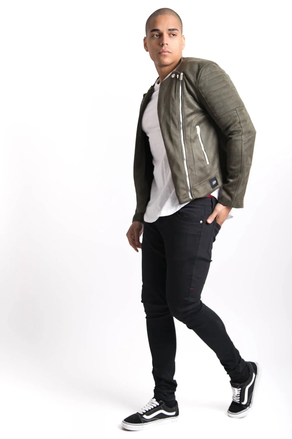 Perfecto suédé biker zip kaki - Image 3