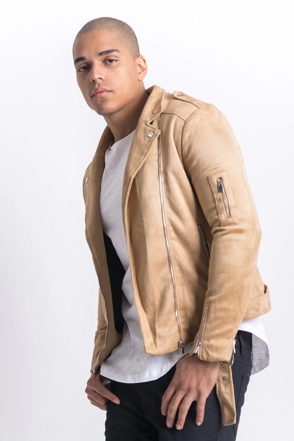 Perfecto suédé beige 2011V - Image 3