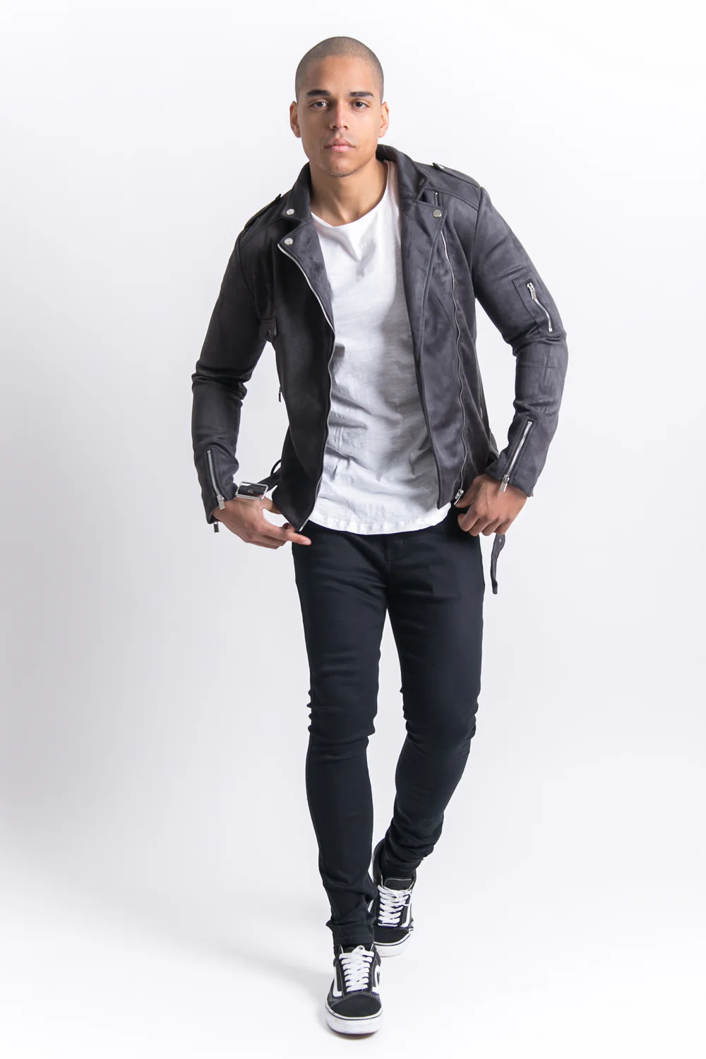 Veste suédé gris foncé 2011V - Image 2