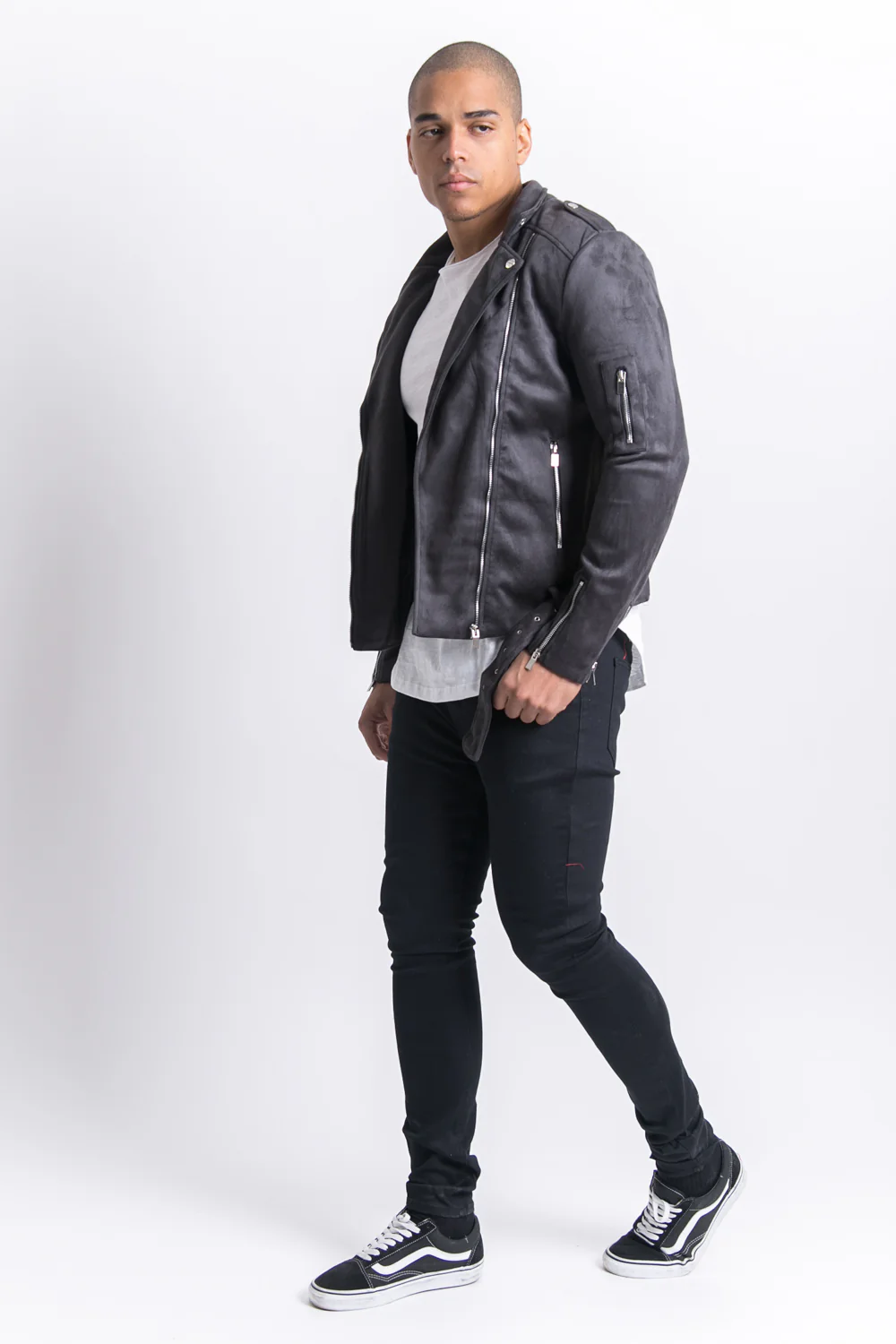 Veste suédé gris foncé 2011V - Image 4