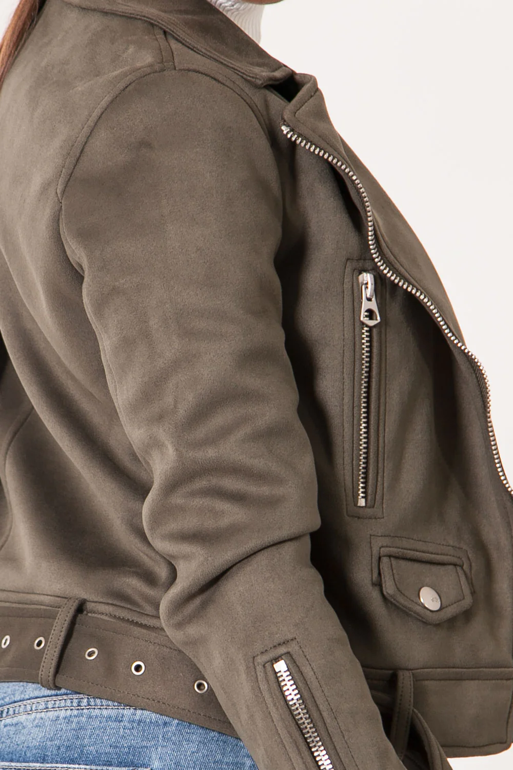 Veste suédine kaki - Image 3